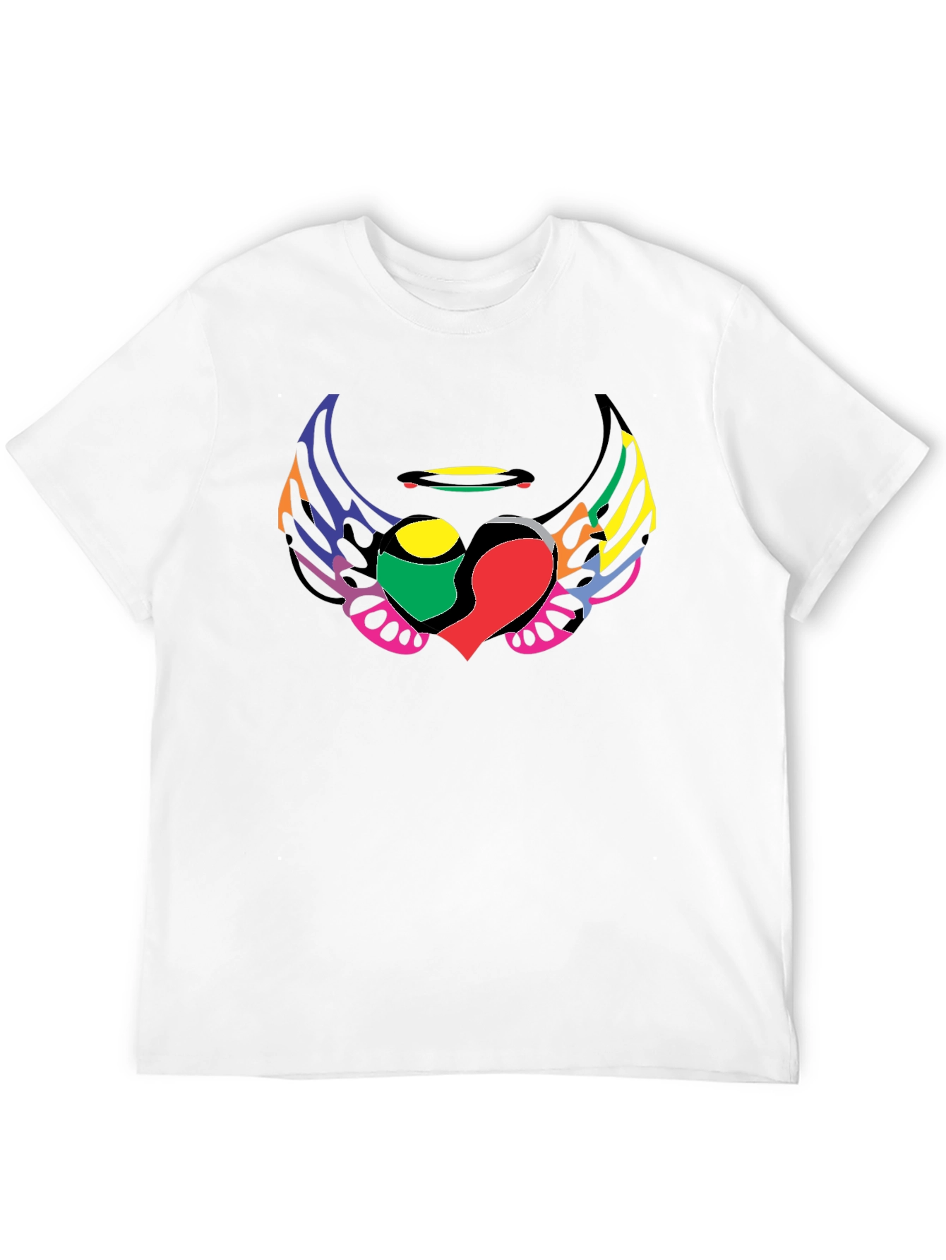 Black Colorful Wings Heart Graphic T-Shirt view 12