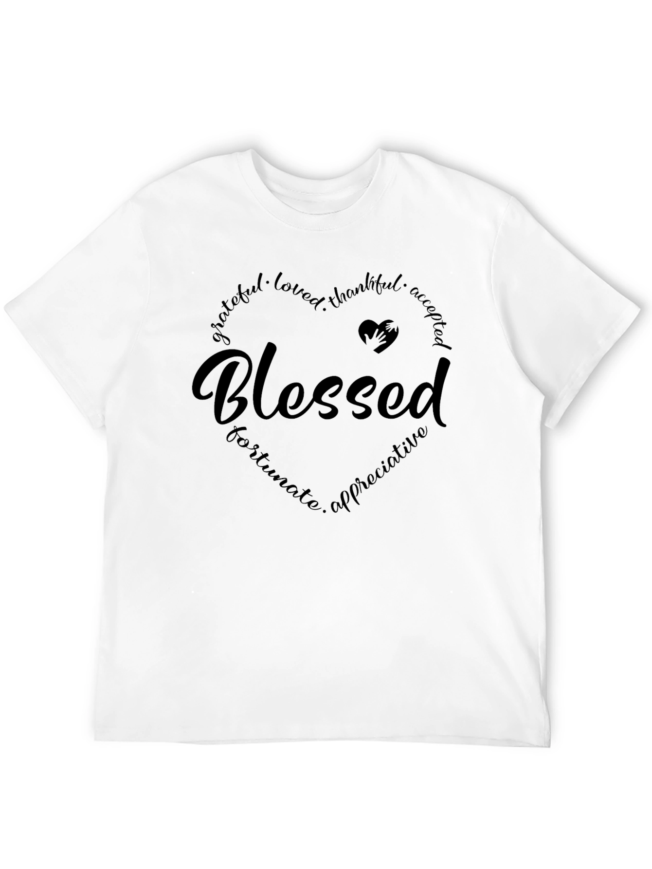 Black Blessed Heart Graphic Tee - Soft Cotton Blend T-Shirt view 12