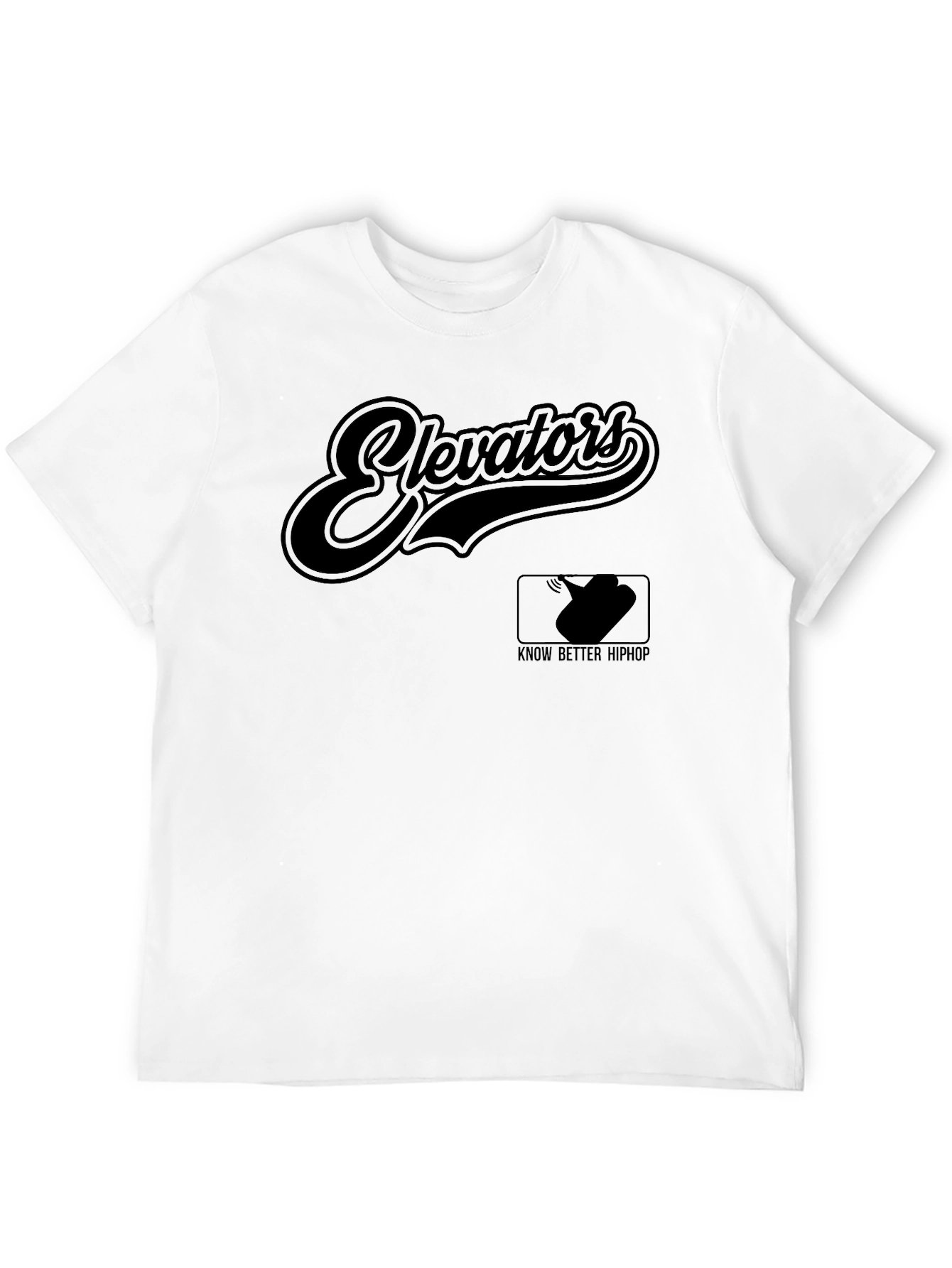 Black Elevators Hip Hop T-Shirt - Black Crew Neck Tee view 12
