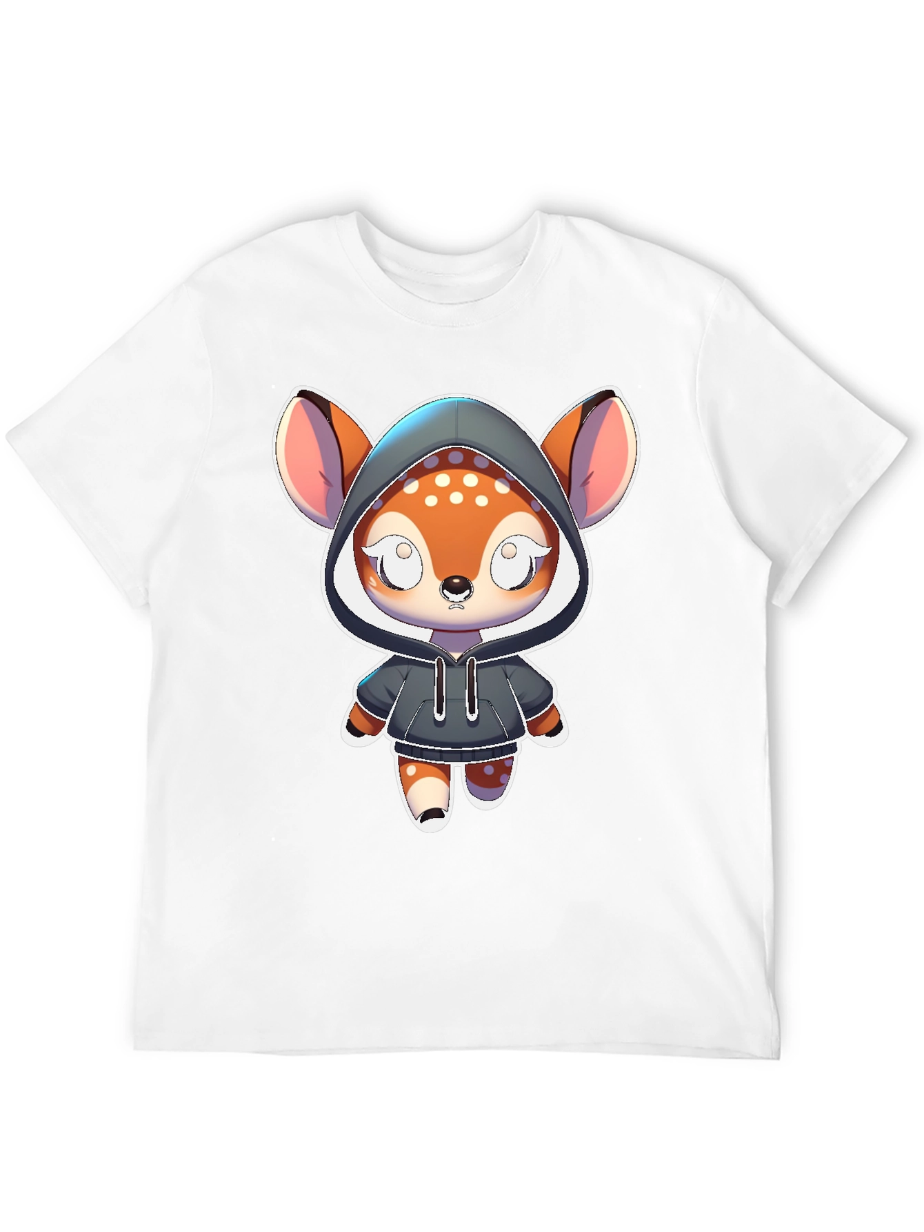 Black Cute Cartoon Deer Hoodie T-Shirt view 12