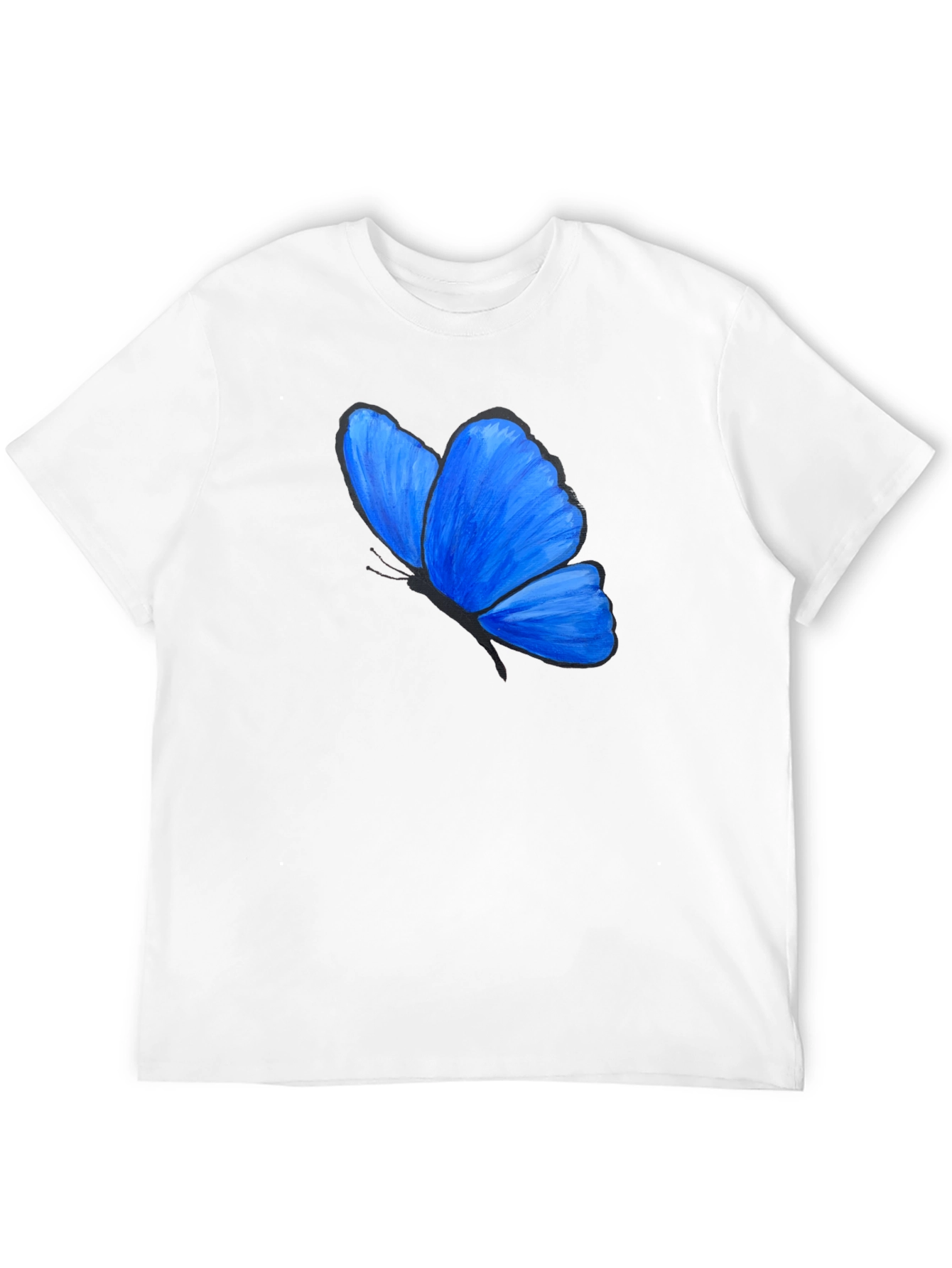 Black Blue Butterfly Graphic T-Shirt - Unisex view 12