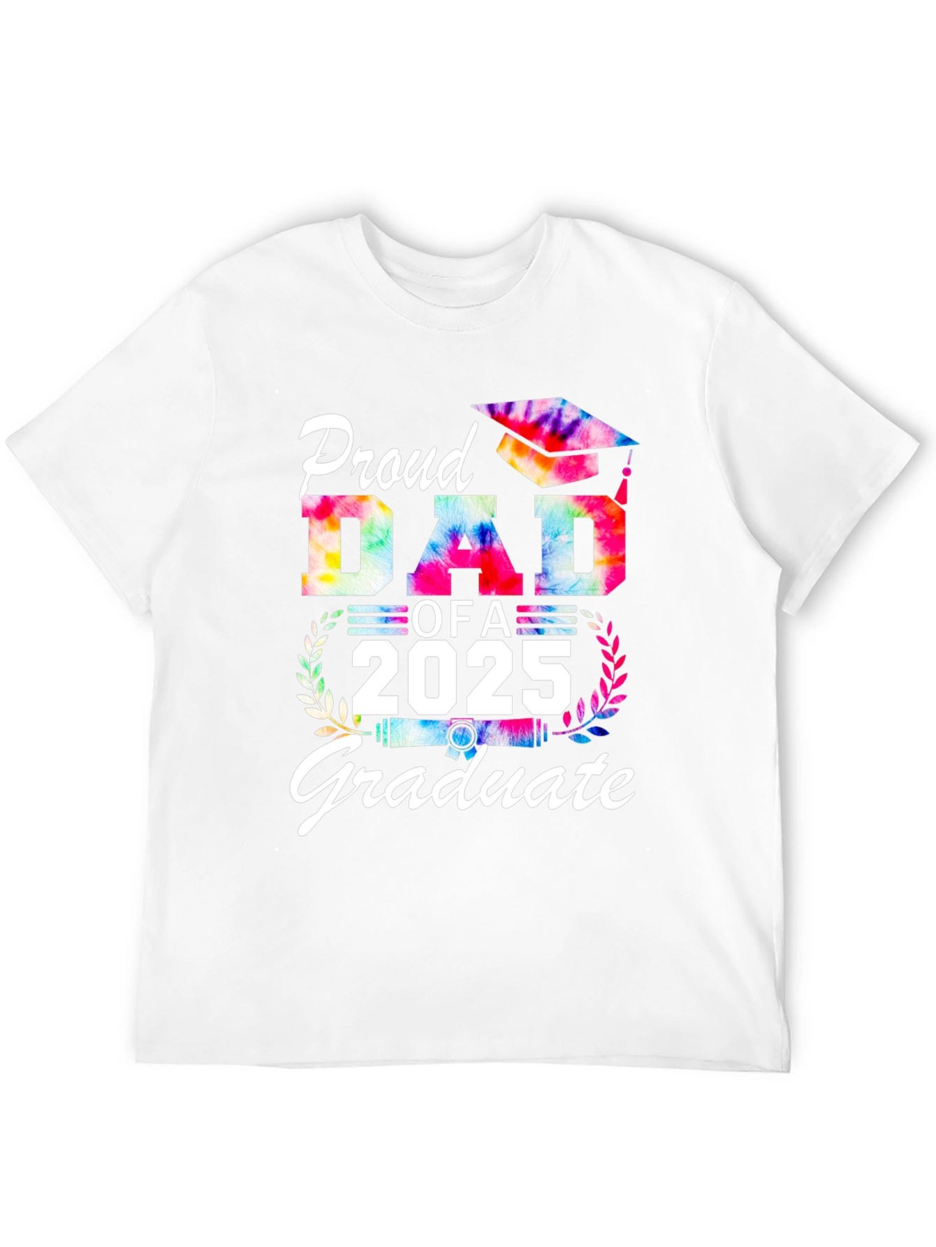 Black Proud Dad of a 2025 Graduate Tie-Dye T-Shirt view 12