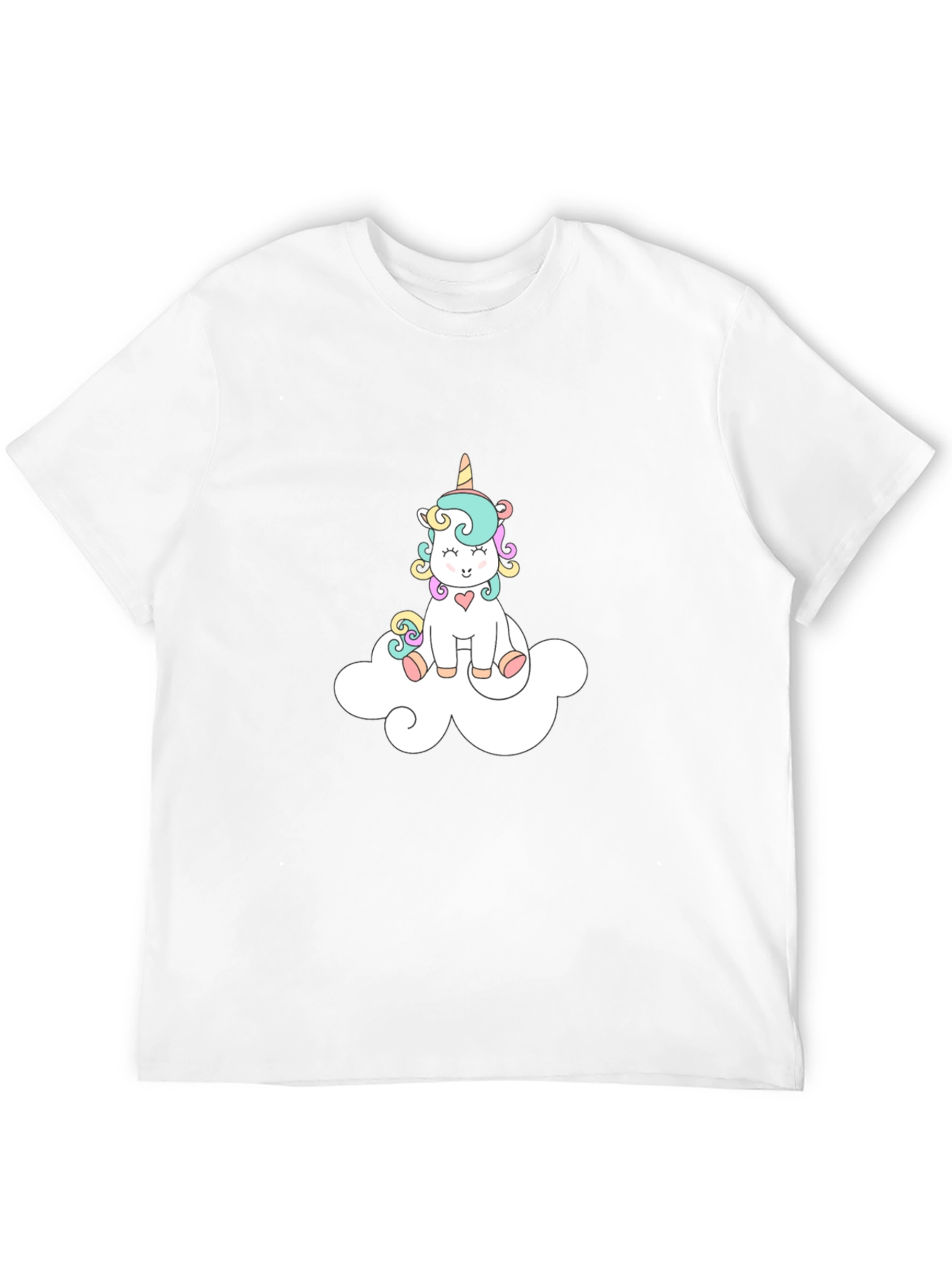 Black Cute Unicorn On Cloud Black T-Shirt view 12