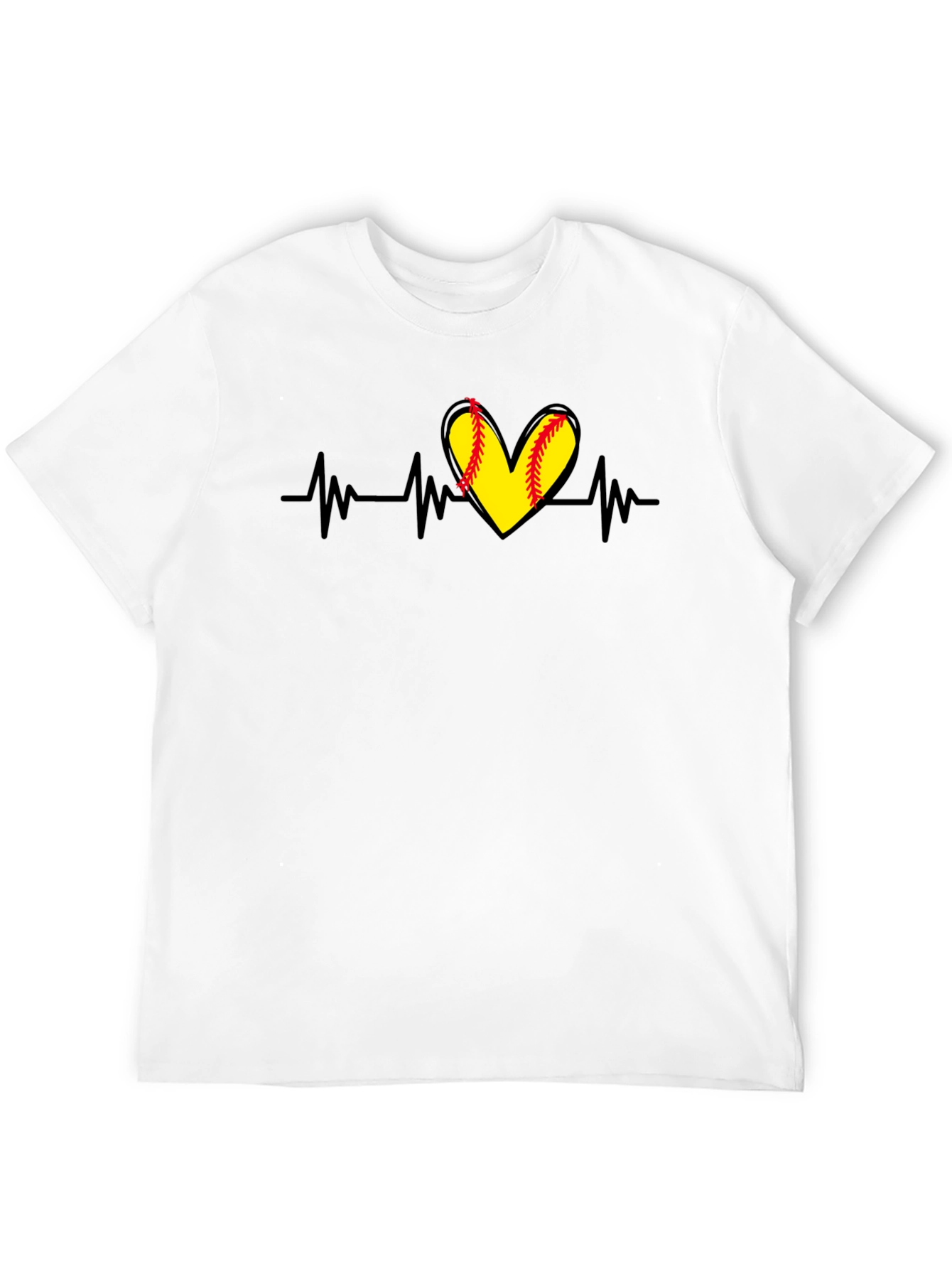 Black Softball Heartbeat T-Shirt - Black view 12