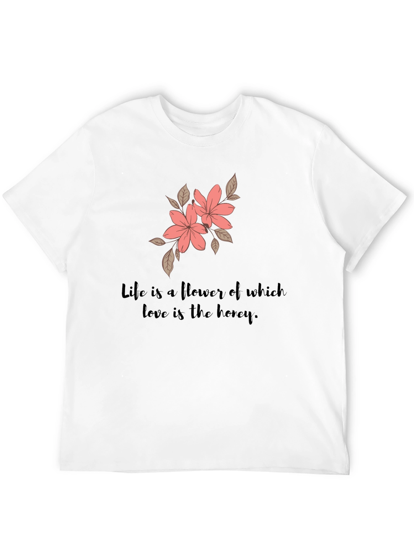 Floral Life Quote Black T-Shirt - 12