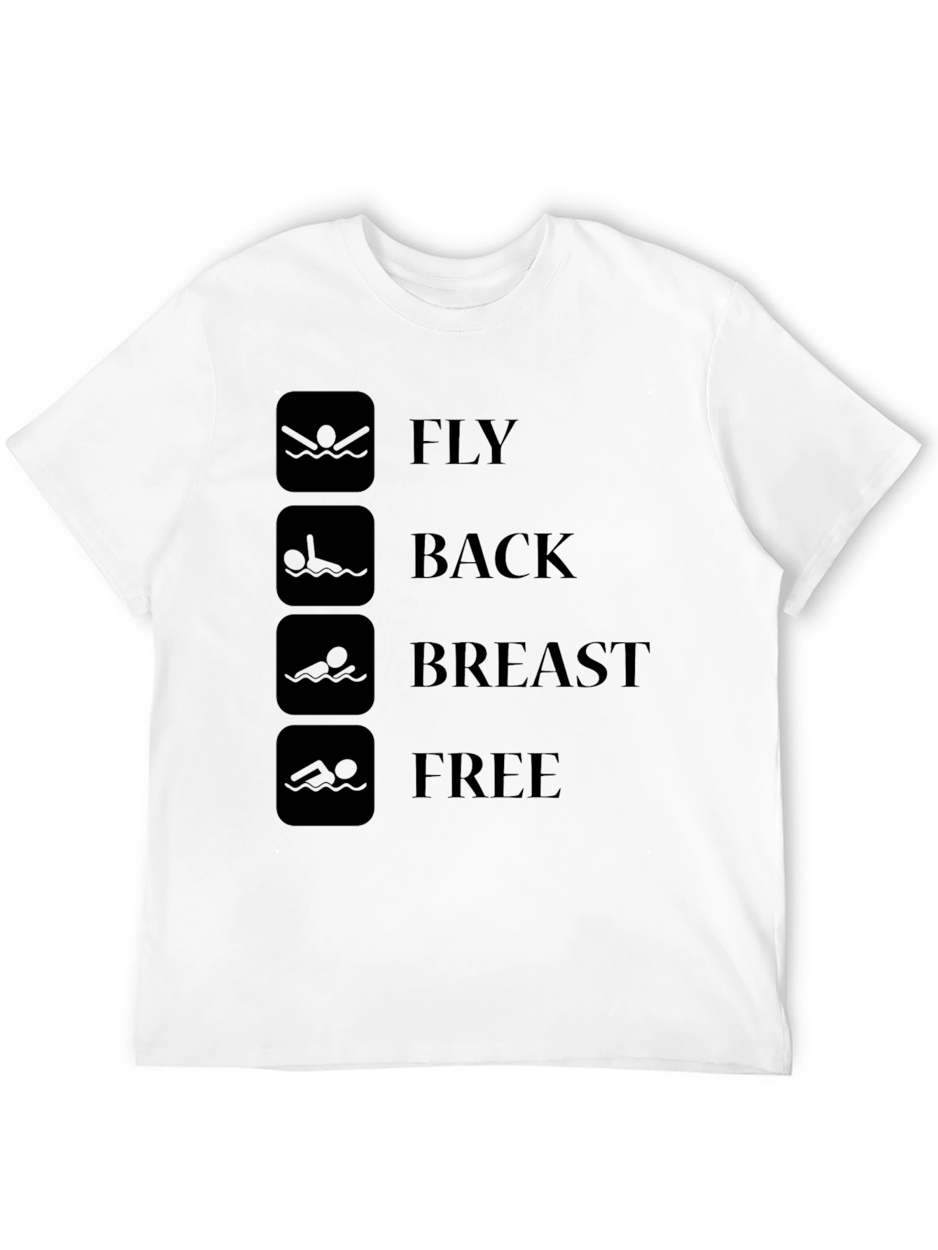 Black Swim Stroke Style T-Shirt - Fly Back Breast Free - Black view 12