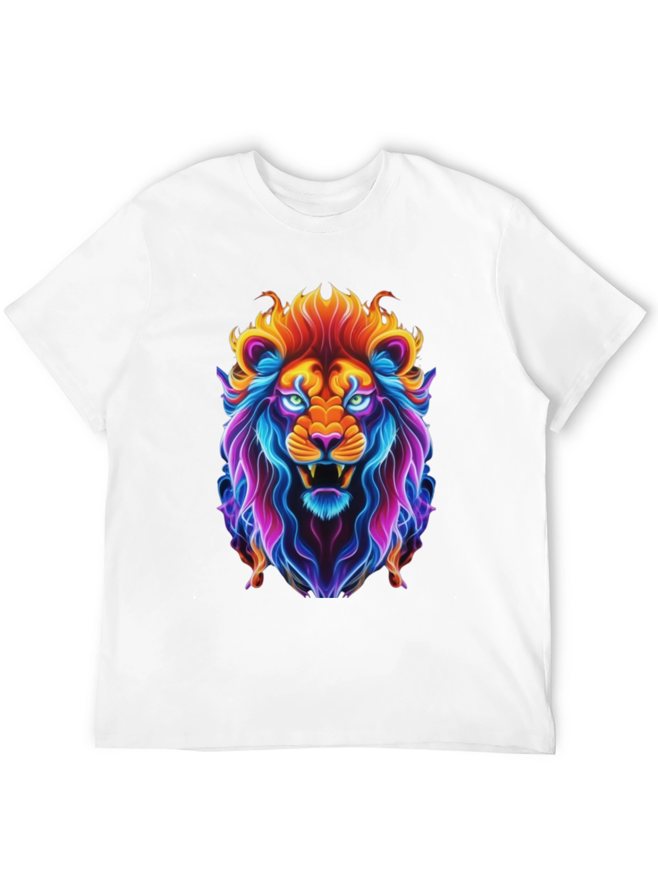 Black Neon Lion Graphic Tee - Bold Animal Print view 12