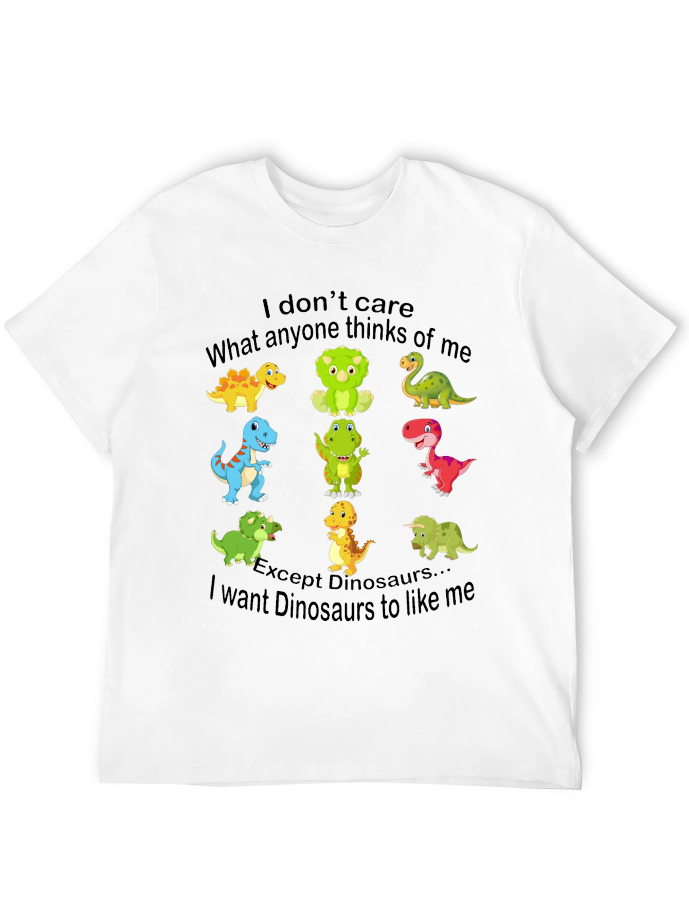 Black Funny Dinosaur Graphic T-Shirt - I Don't Care, Dinosaurs Like Me view 12
