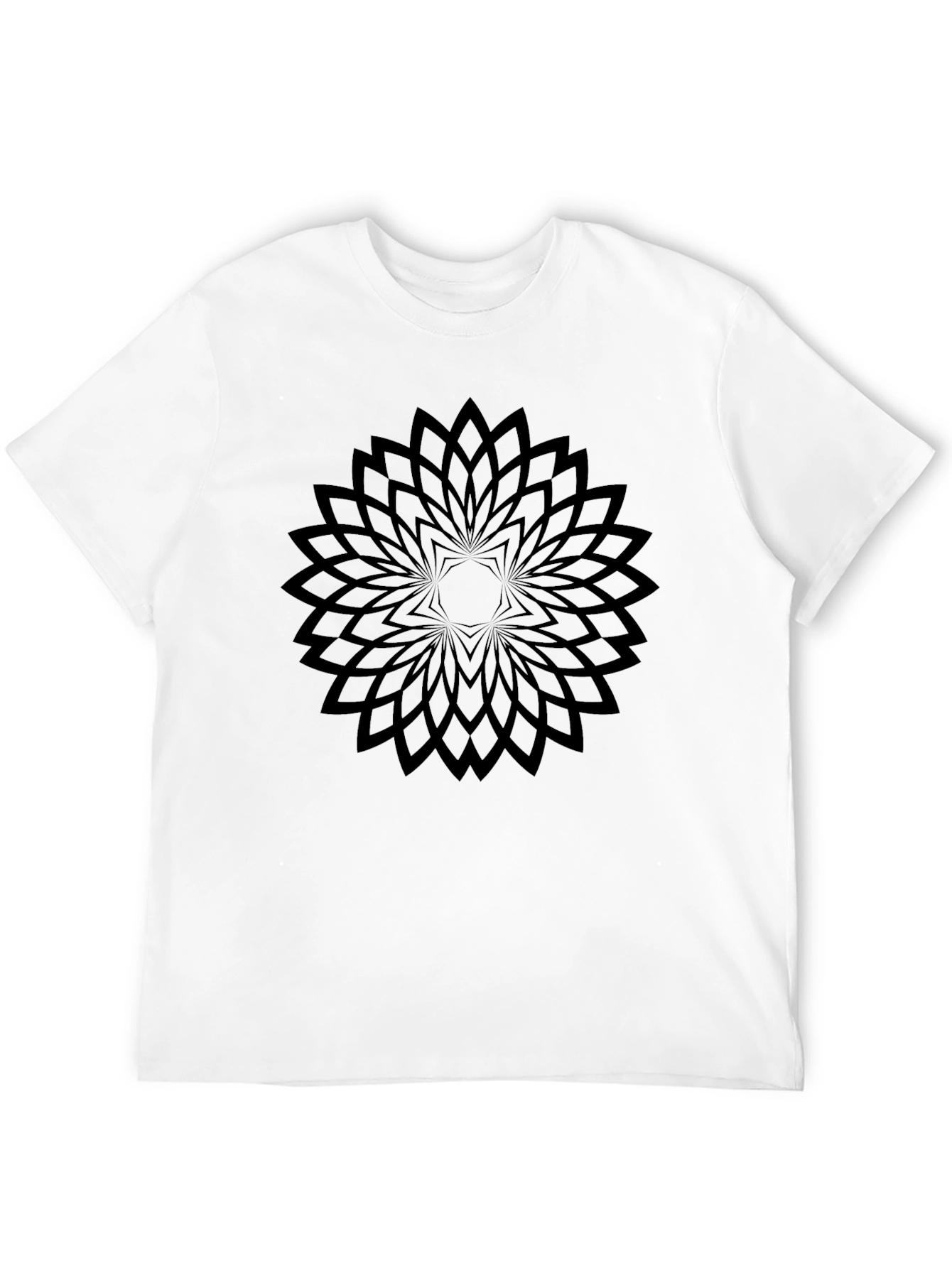 Black Geometric Floral Black T-Shirt - Modern Style view 12