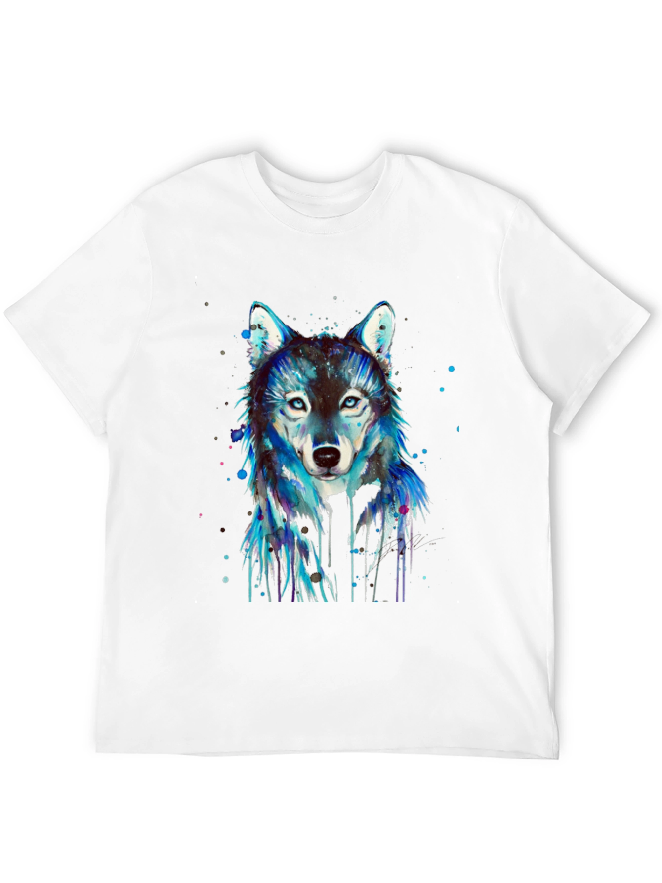 Black Wolf Graphic Print Men's Black T-Shirt view 12