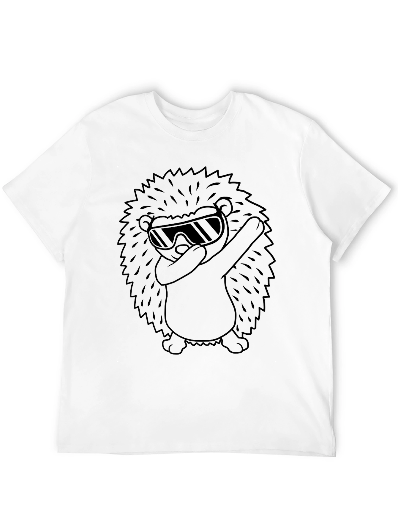 Black Cool Hedgehog Dabbing Graphic Tee - Black Cotton T-Shirt view 12