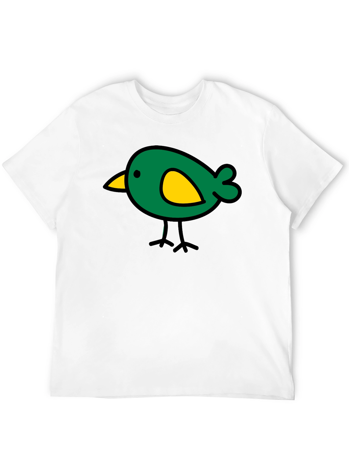 Black Cute Bird Graphic Tee - Black Cotton Casual T-Shirt view 12