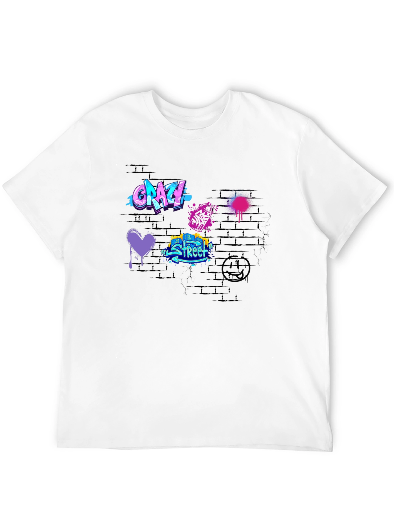 Black Crazy Street Art T-Shirt | Graphic Tee | Black Cotton Blend view 12