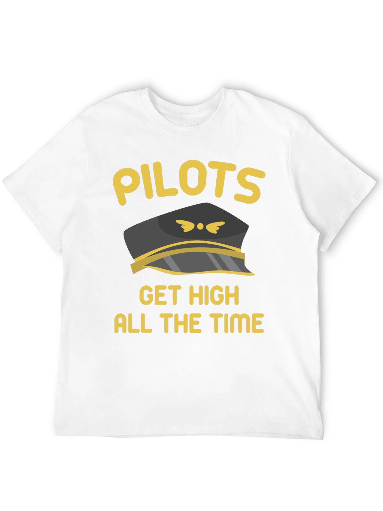 Black Pilots Get High T-Shirt Black Crew Neck Novelty Graphic Tee view 12