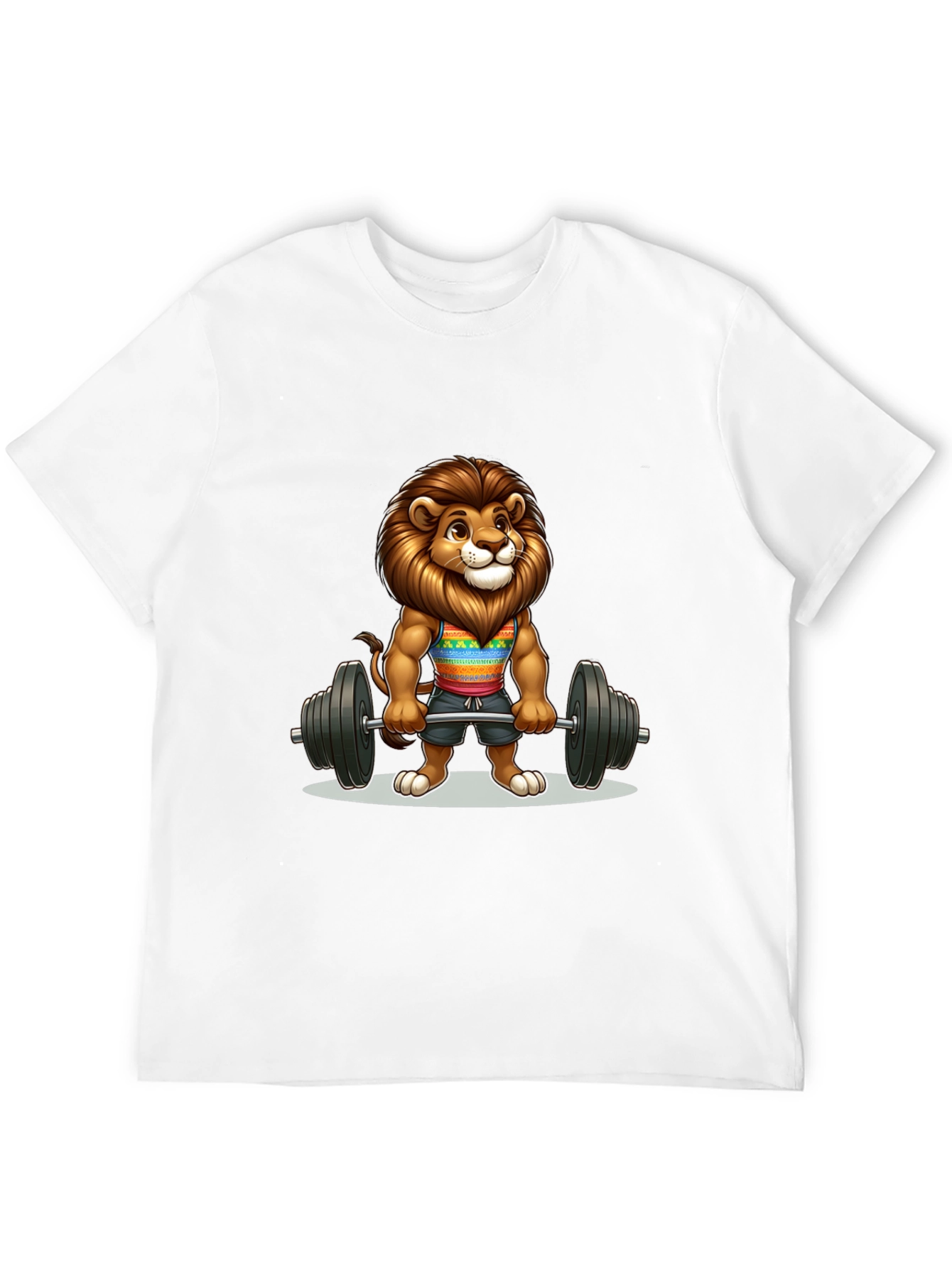 Black Lion Gym T-Shirt - Cartoon Animal Workout Tee view 12