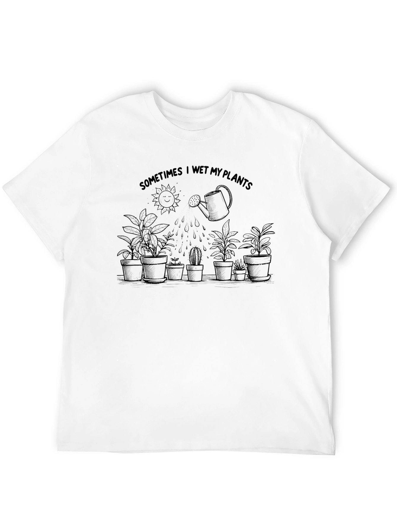 Black Sometimes I Wet My Plants T-Shirt view 12