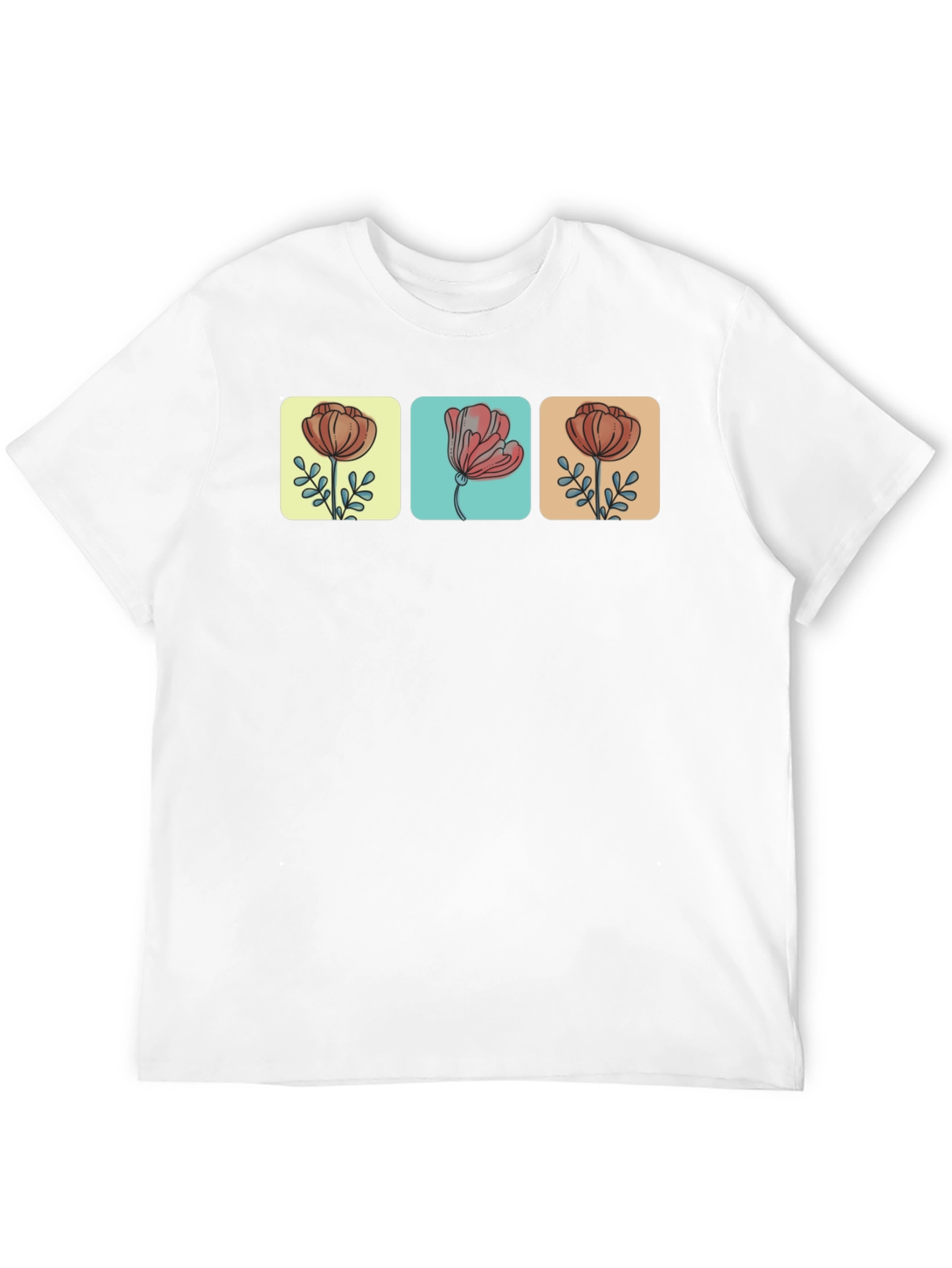 Black Floral Squares Black T-Shirt view 12