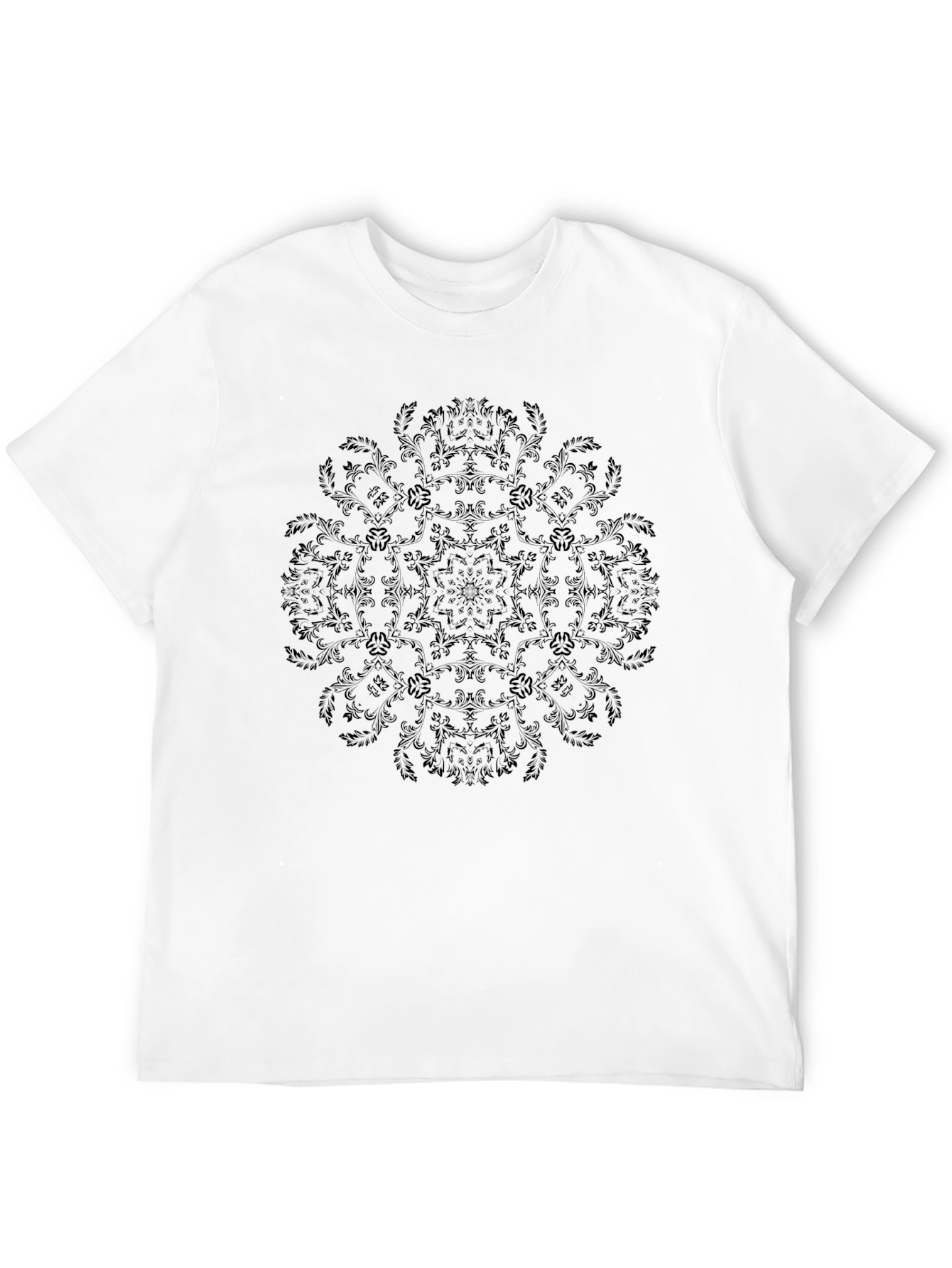 Black Elegant Black Mandala Graphic T-Shirt view 12
