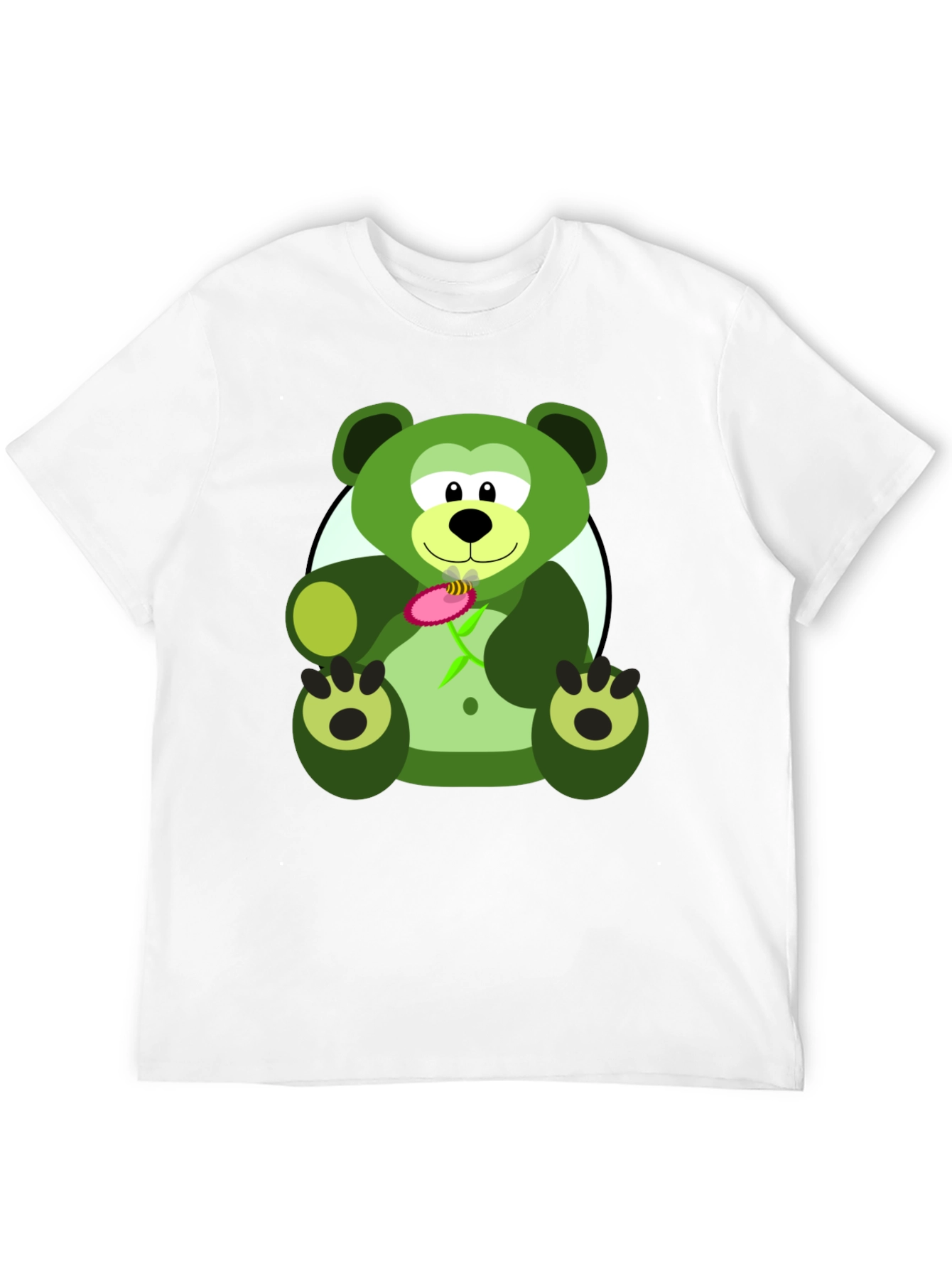 Black Green Bear Graphic Tee - Men's Black T-Shirt view 12