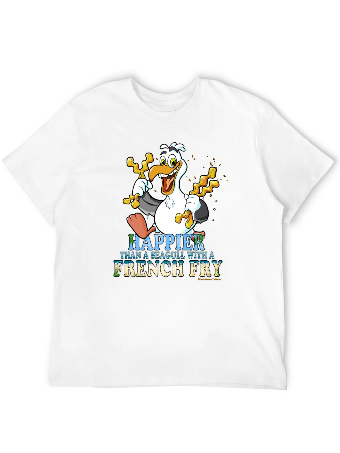 Black Happier Than a Seagull With French Fry Black T-Shirt view 12