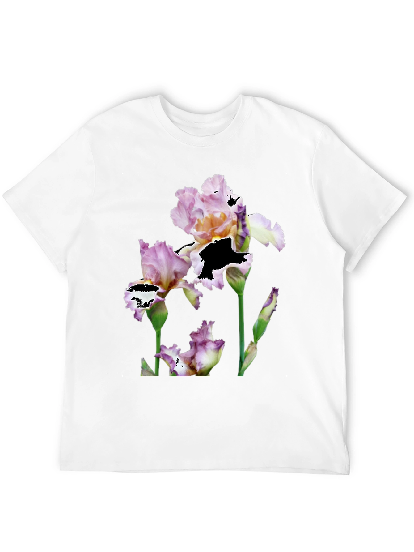 Black Floral Iris Graphic Print Black T-Shirt view 12
