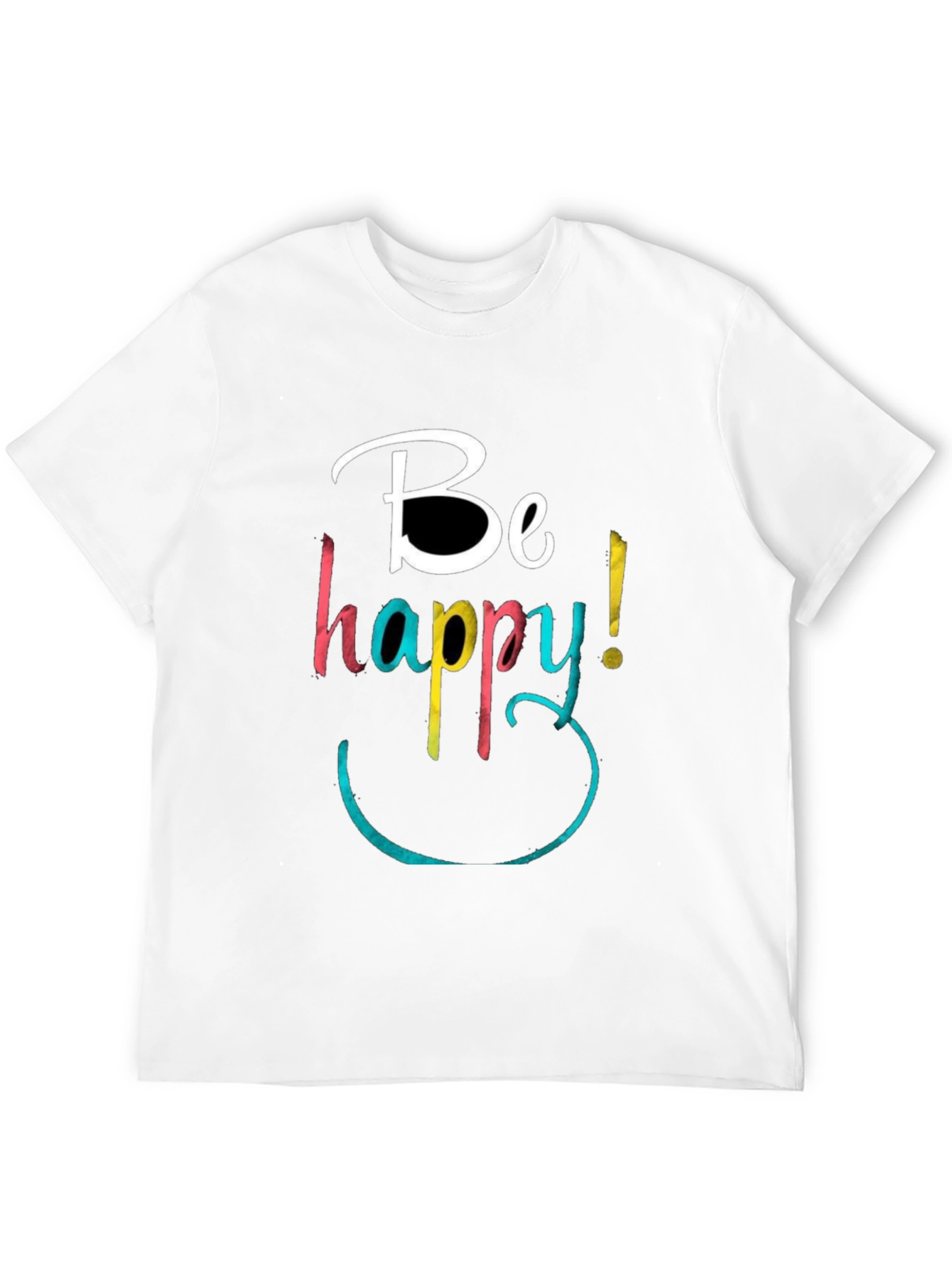 Black Be Happy Graphic Tee - Black Cotton Blend view 12