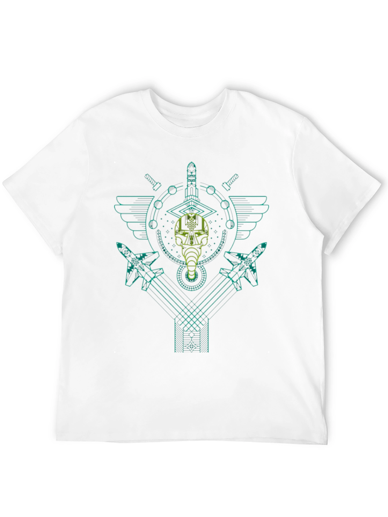 Black Geometric Jet Fighter Graphic T-Shirt - Black view 12