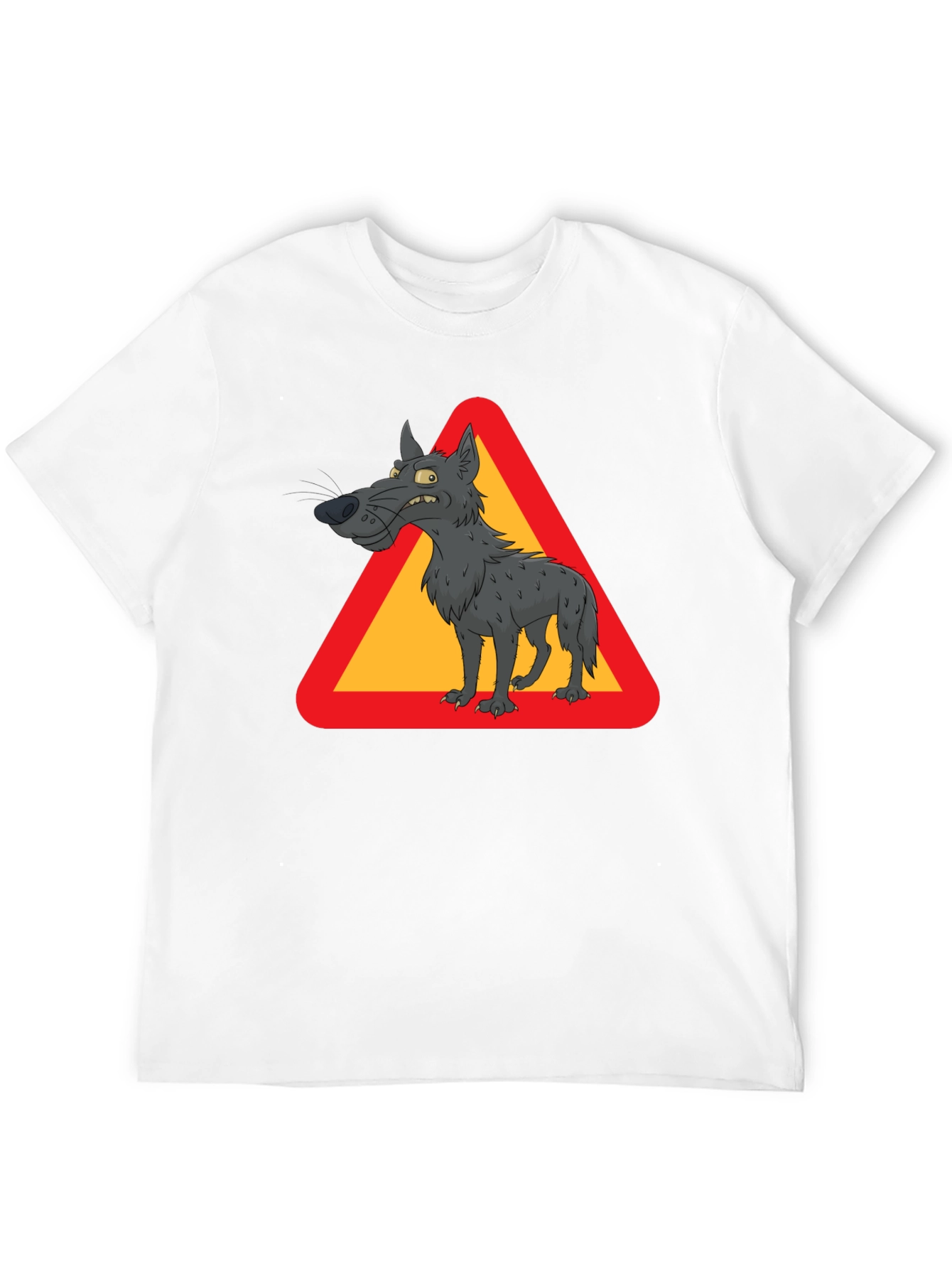 Black Wolf Warning Sign Black T-Shirt view 12