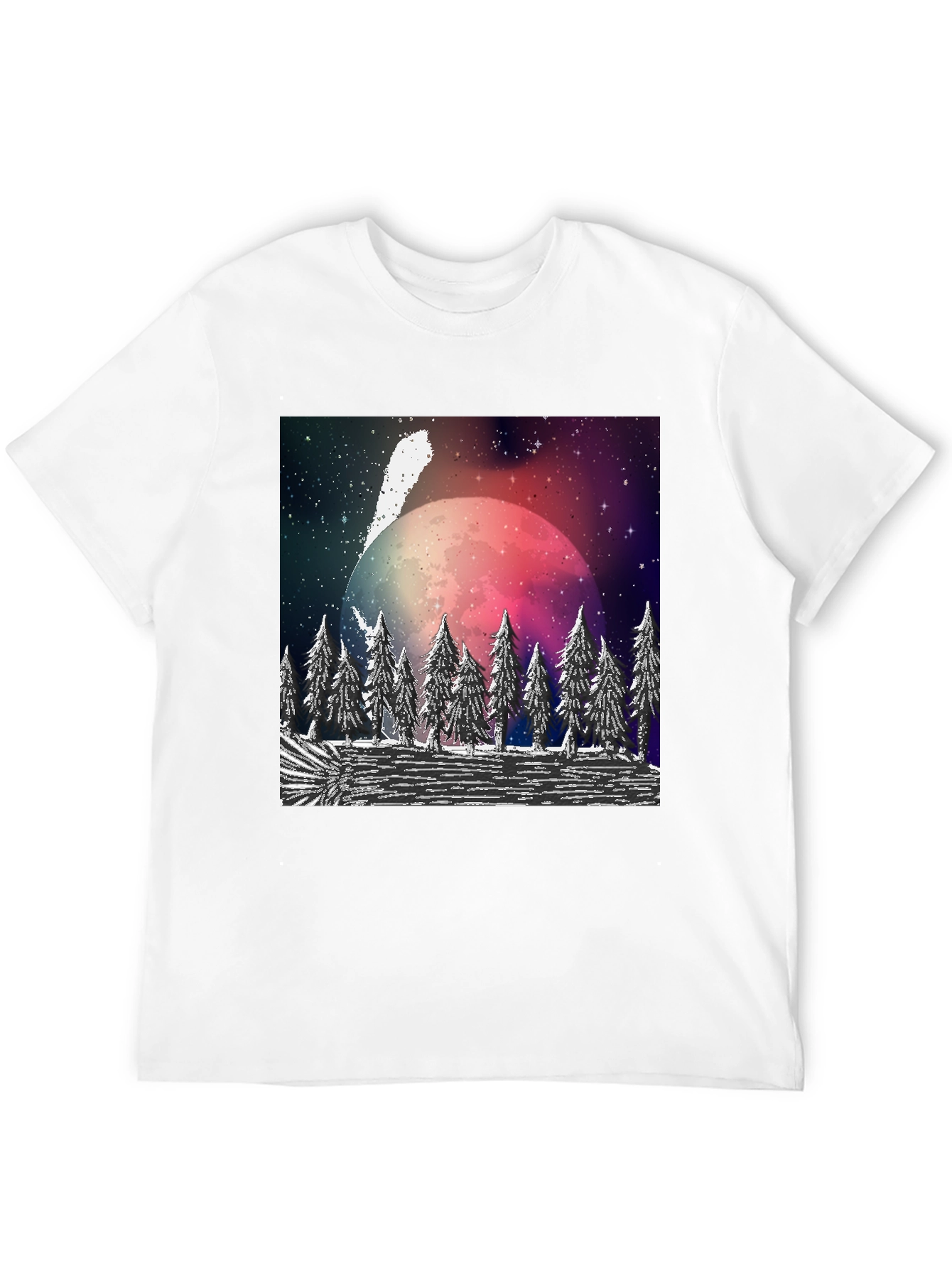 Black Cosmic Forest T-Shirt - Black Crew Neck view 12