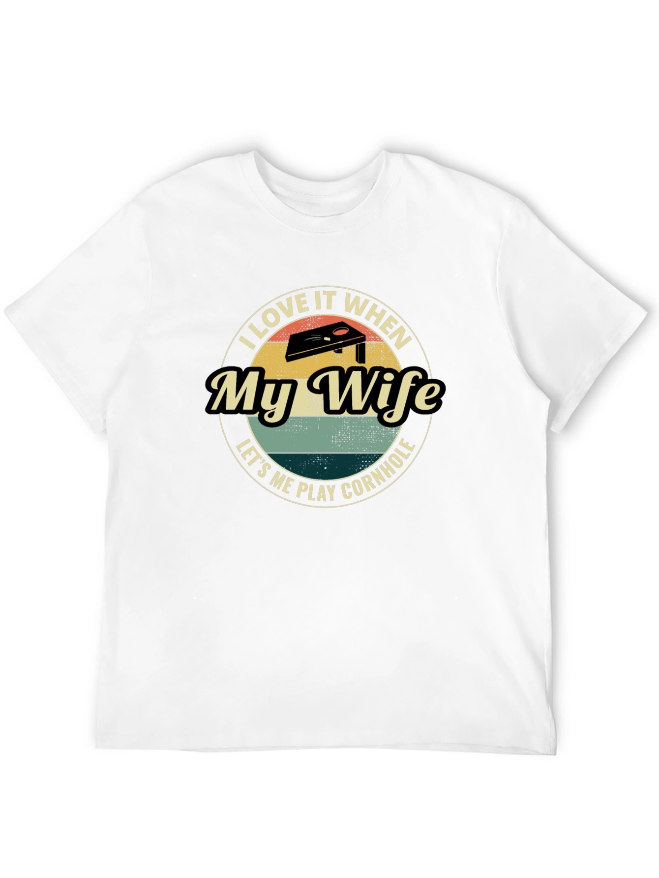 Black I Love My Wife Cornhole Graphic T-Shirt view 12
