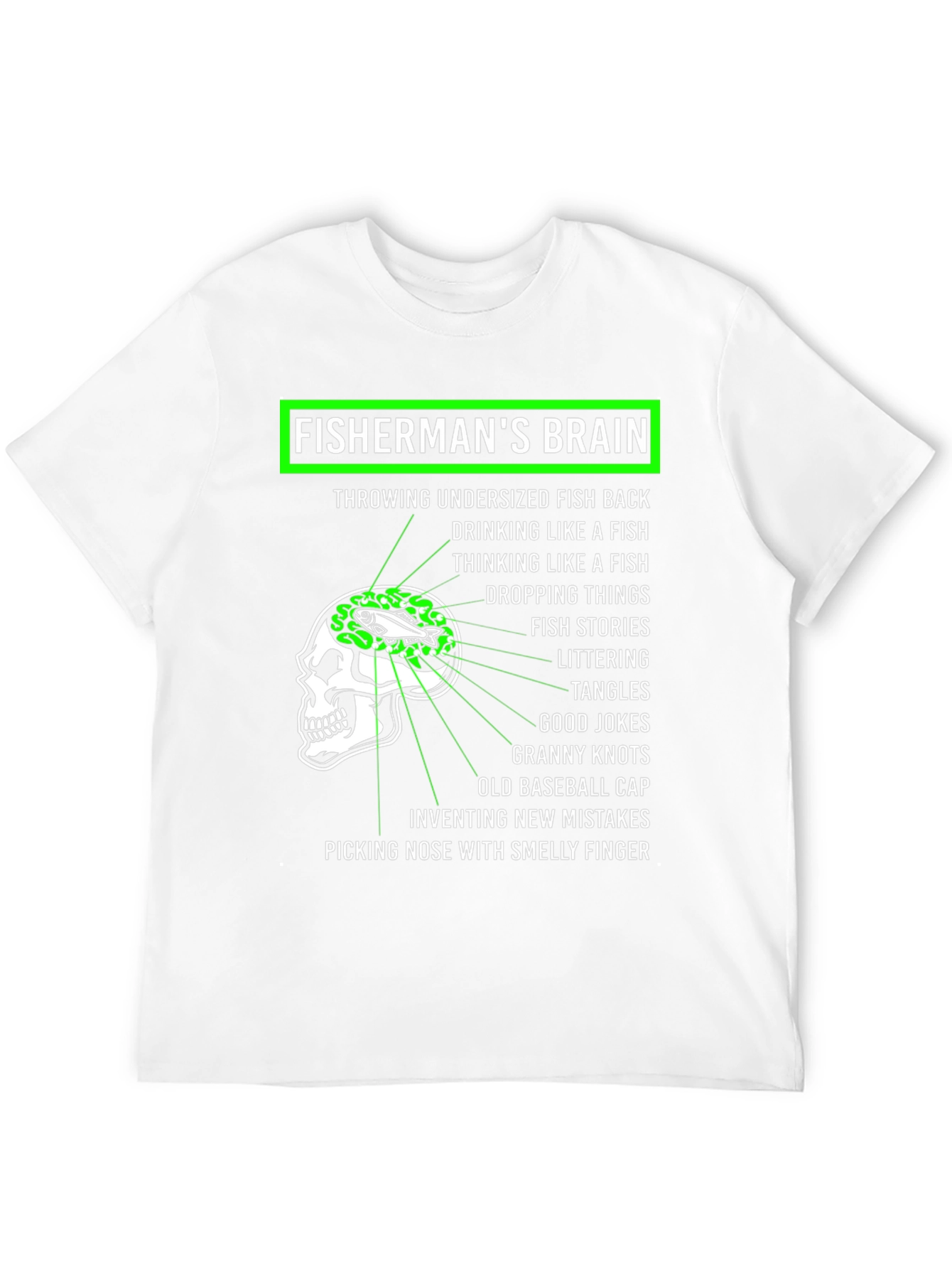 Black Fisherman's Brain Graphic Tee - Fishing Humor T-Shirt view 12