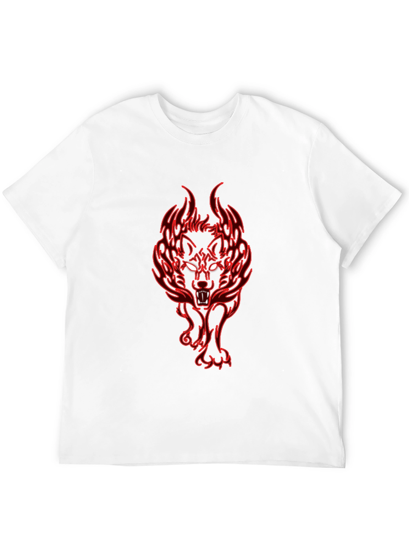 Black Fiery Wolf Graphic Tee - Black Cotton T-Shirt view 12