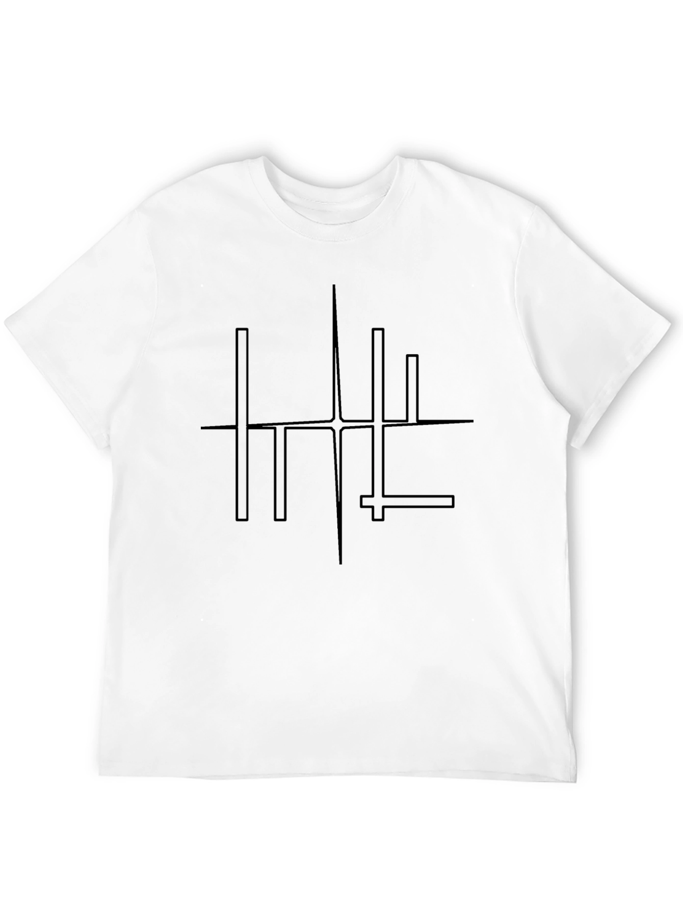 Black Modern Minimalist Geometric Line Art Black T-Shirt view 12