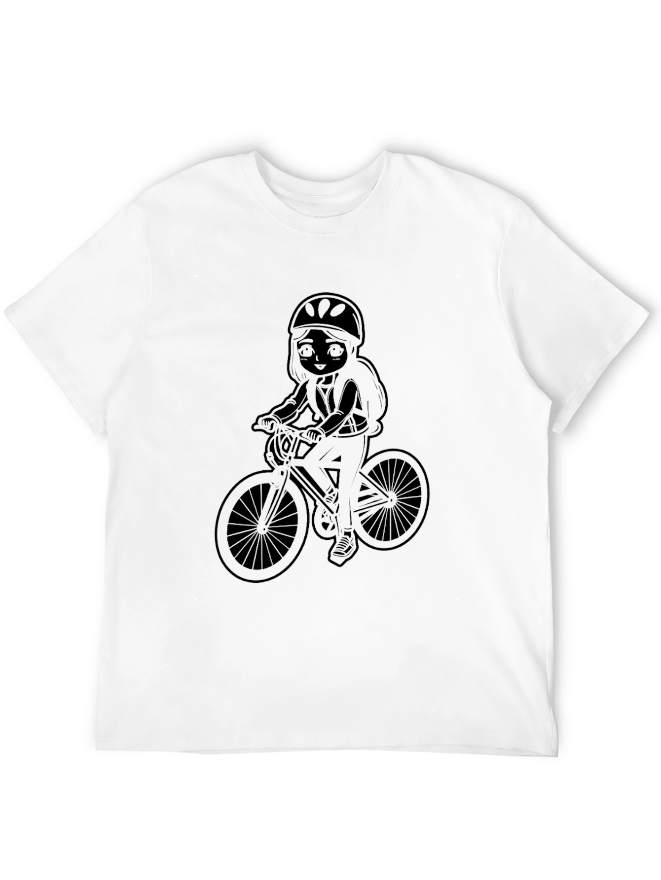 Black Cartoon Biker Tee - Black Casual Graphic T-Shirt view 12