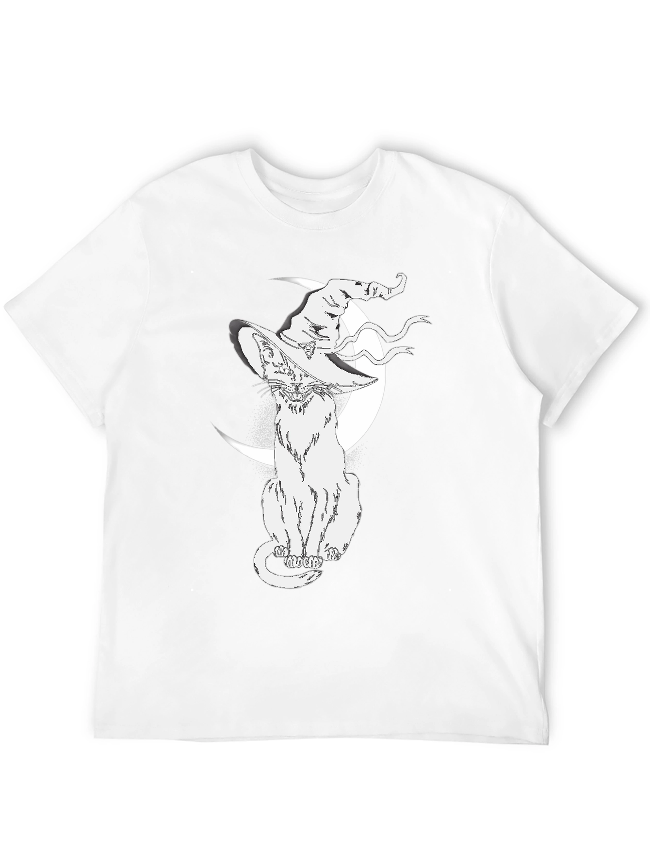 Black Witch Cat Moon T-Shirt - Halloween Style view 12