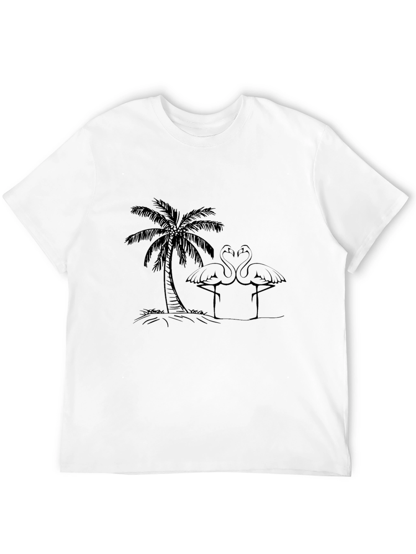 Black Tropical Flamingo Tee - Black Cotton Casual Shirt view 12