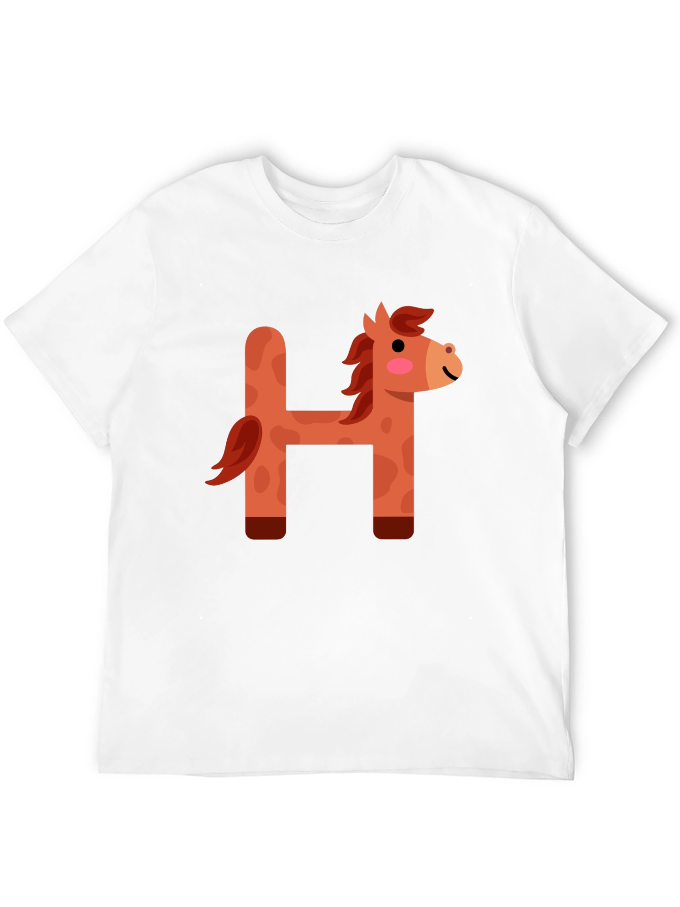 Black Cute Horse Letter H Black T-Shirt view 12