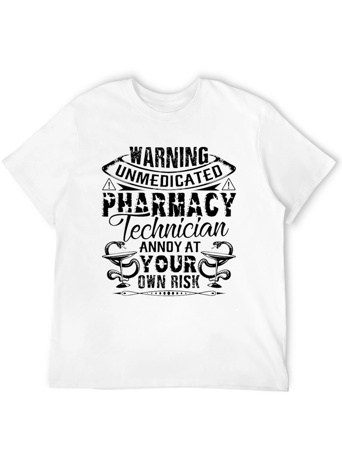 Black Warning Pharmacy Technician T-Shirt - Own Risk view 12
