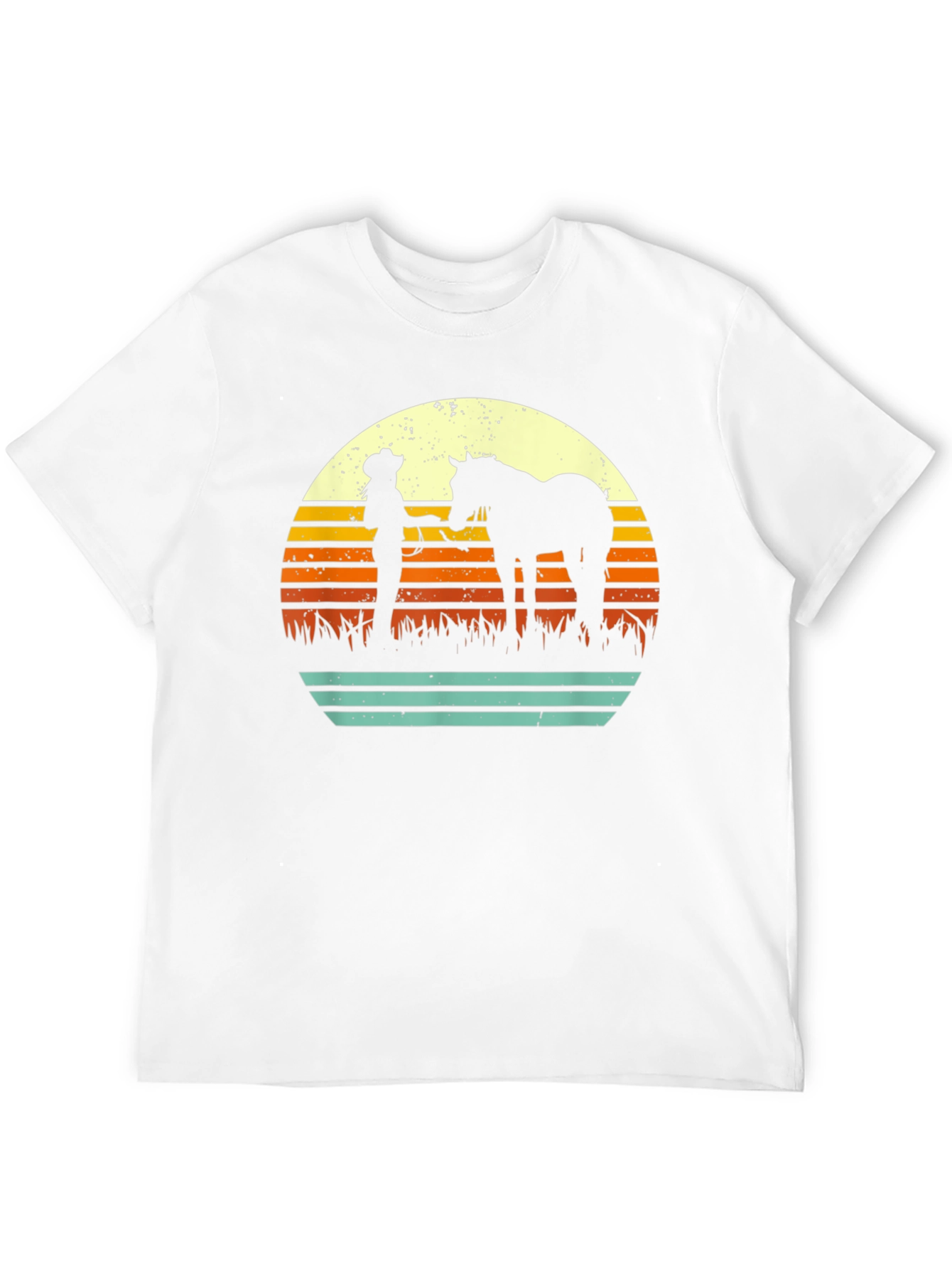 Black Retro Horse & Rider Silhouette Graphic Tee view 12