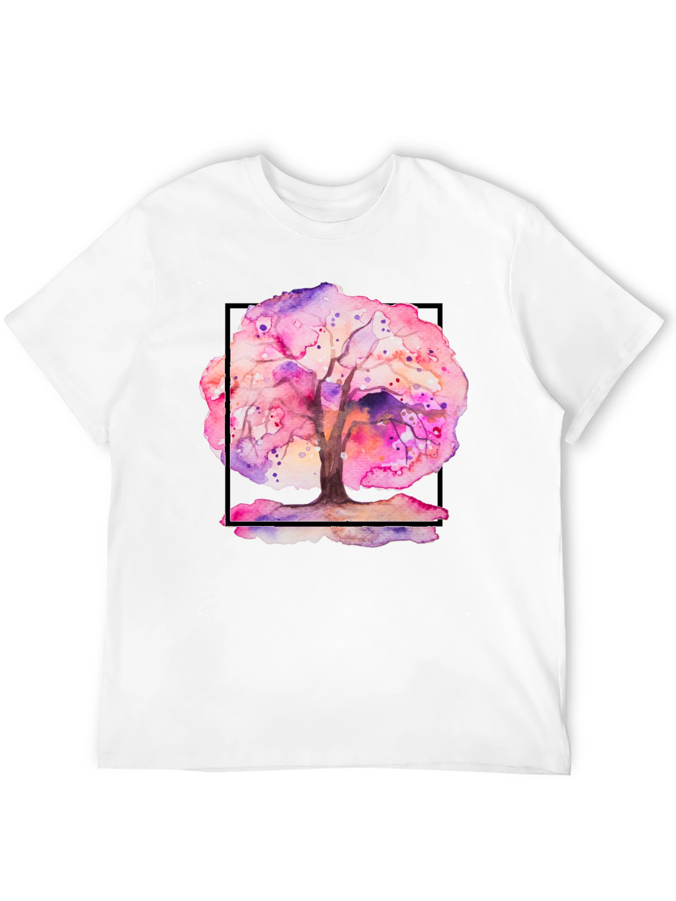 Black Watercolor Tree Graphic Black T-Shirt view 12