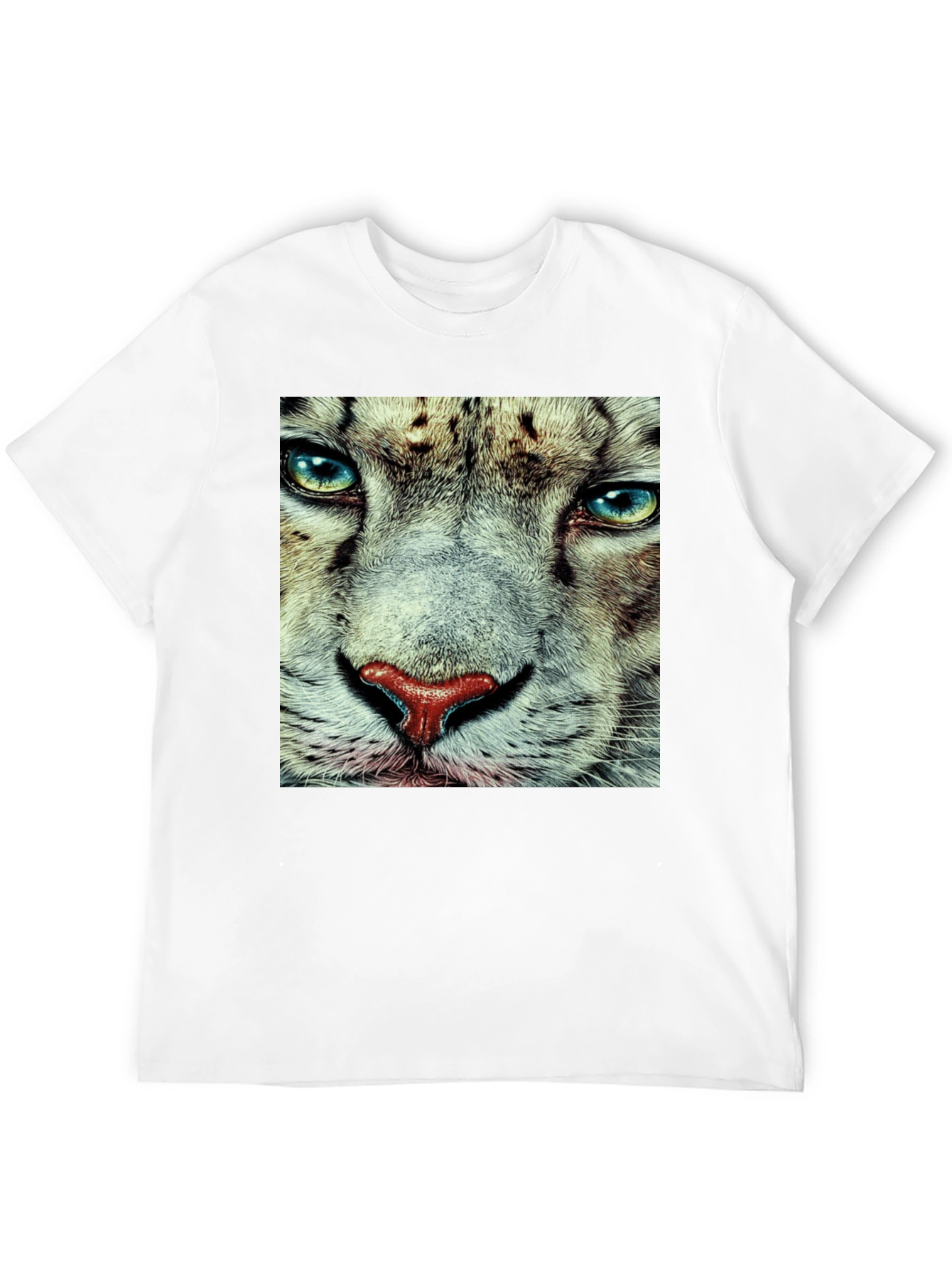Black Snow Leopard Face Graphic T-Shirt - Black view 12