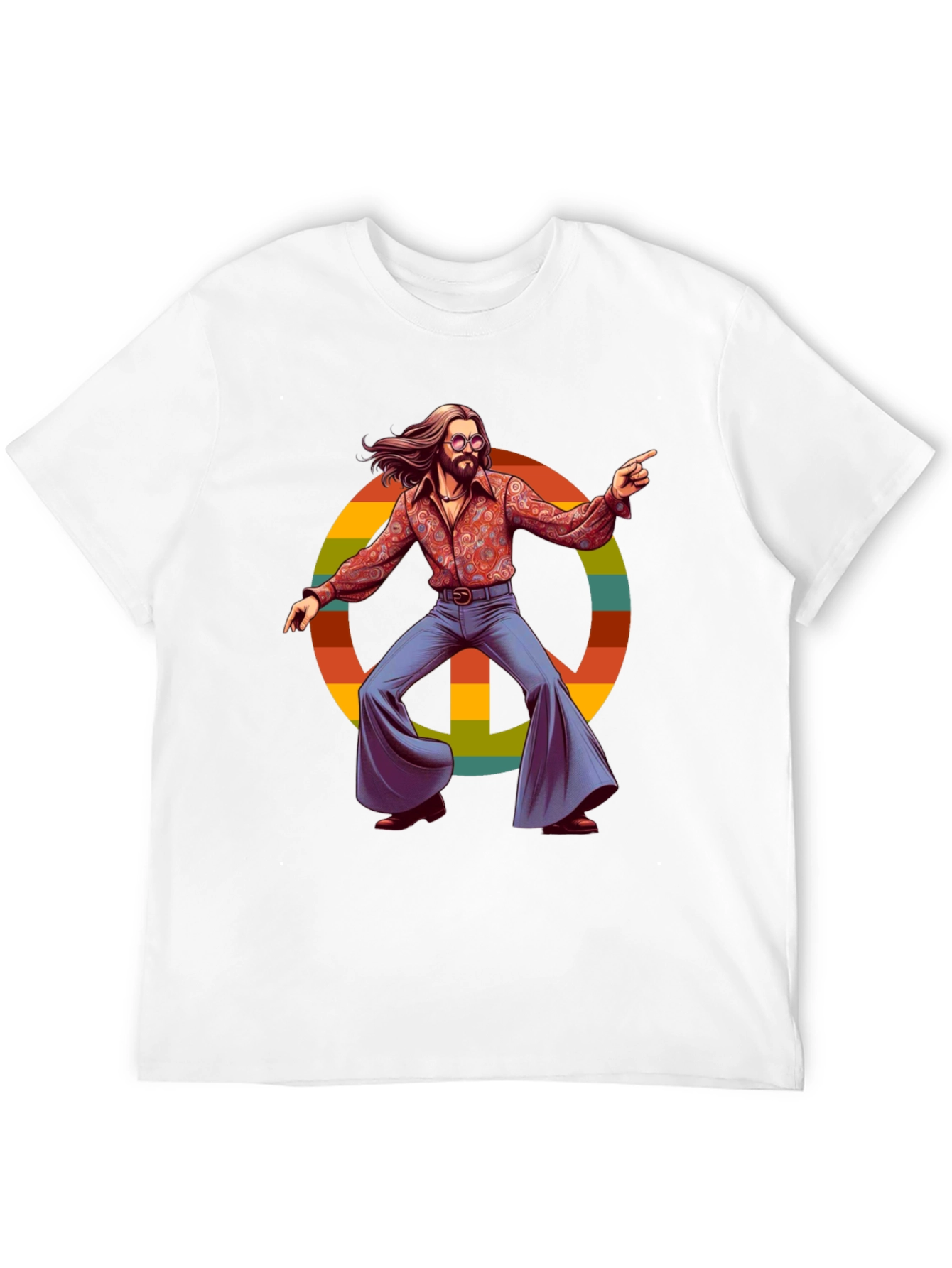 Black Retro Hippie Peace Sign T-Shirt view 12