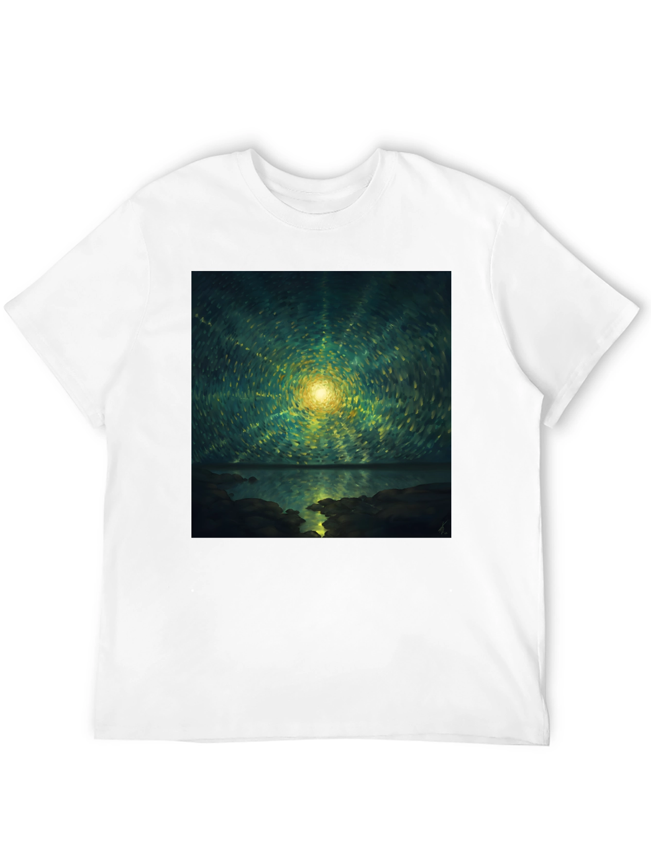 Black Abstract Starry Night T-Shirt - Black view 12