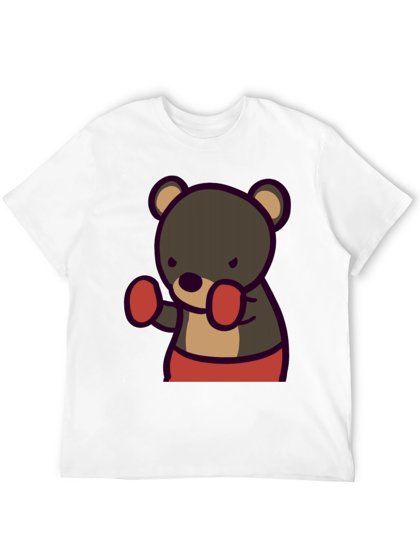 Black Boxing Bear Graphic Tee - Black Cotton Casual view 12