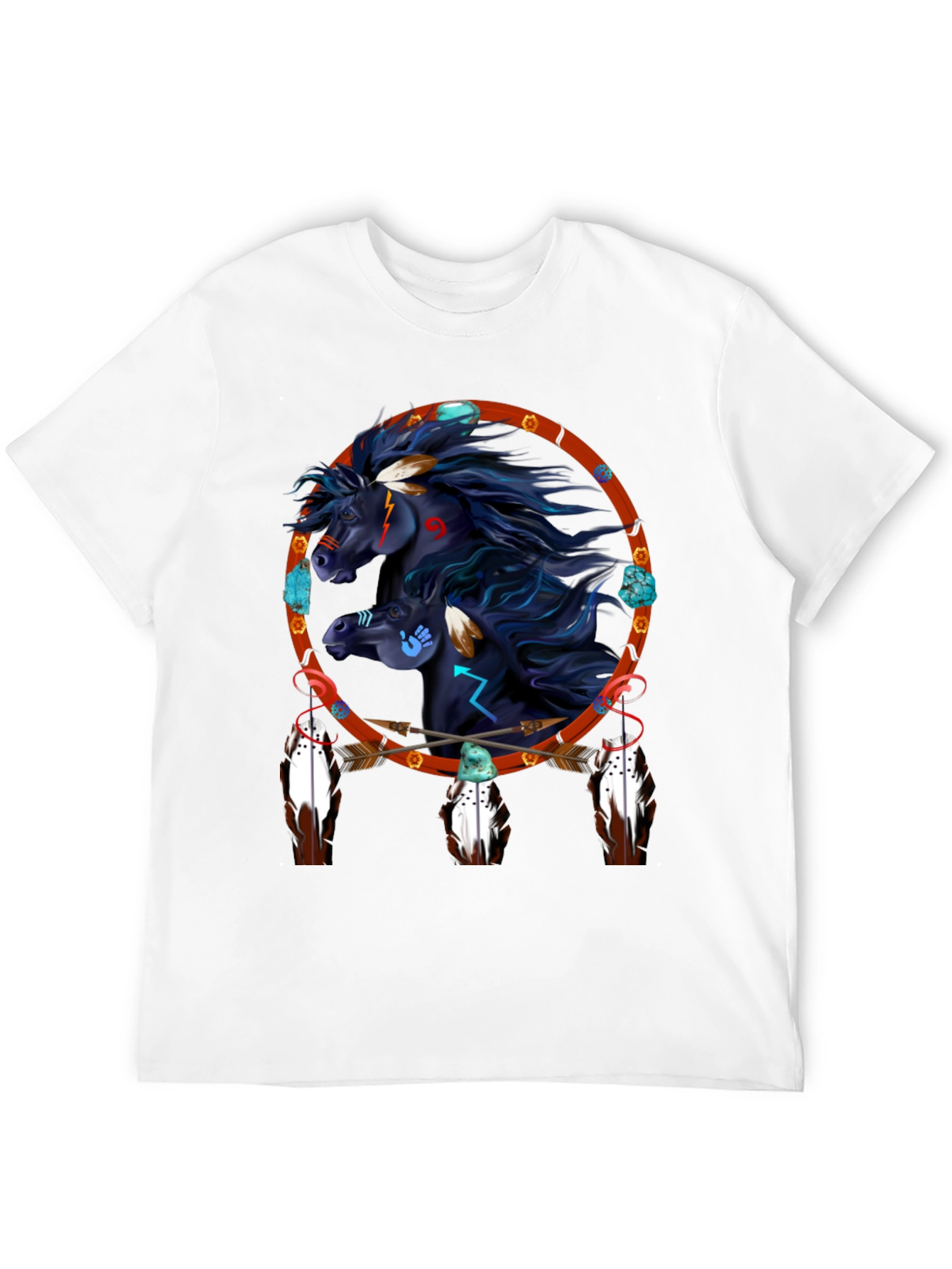 Black Native American Horse Dreamcatcher Graphic Tee view 12