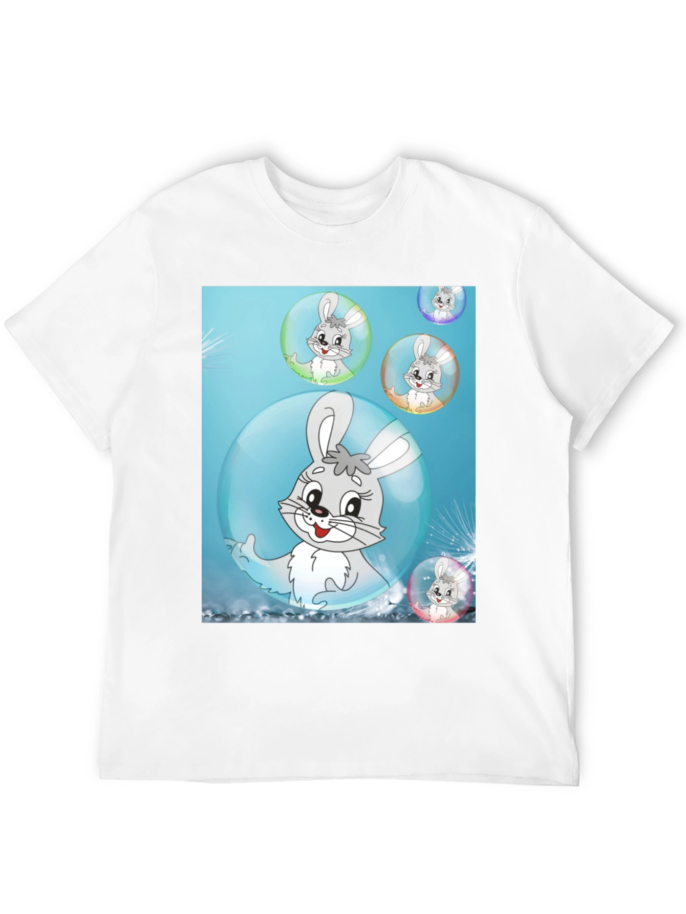 Black Cute Bunny Bubble T-Shirt - Fun Cartoon Design view 12