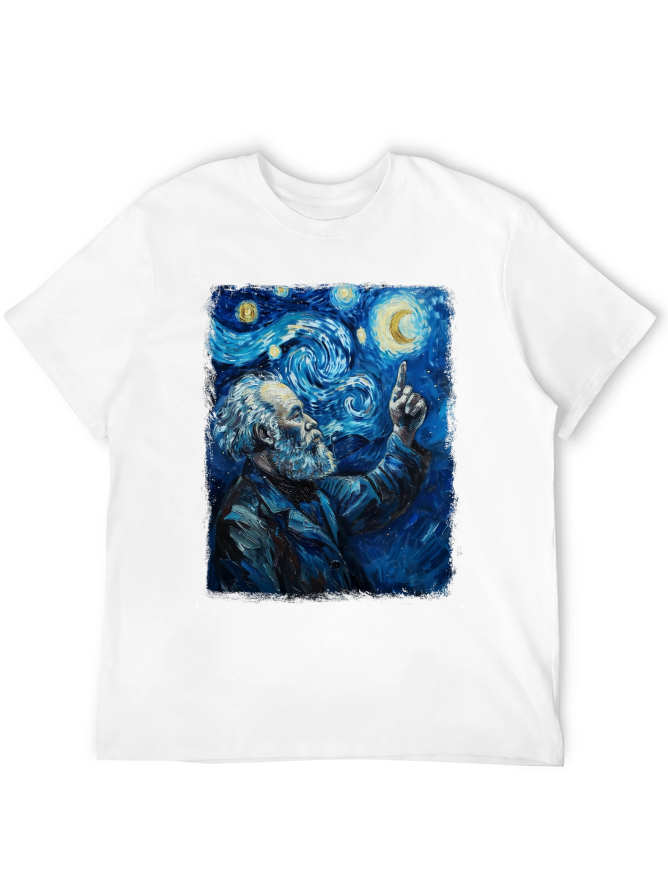 Black Starry Night Philosopher Graphic Tee view 12