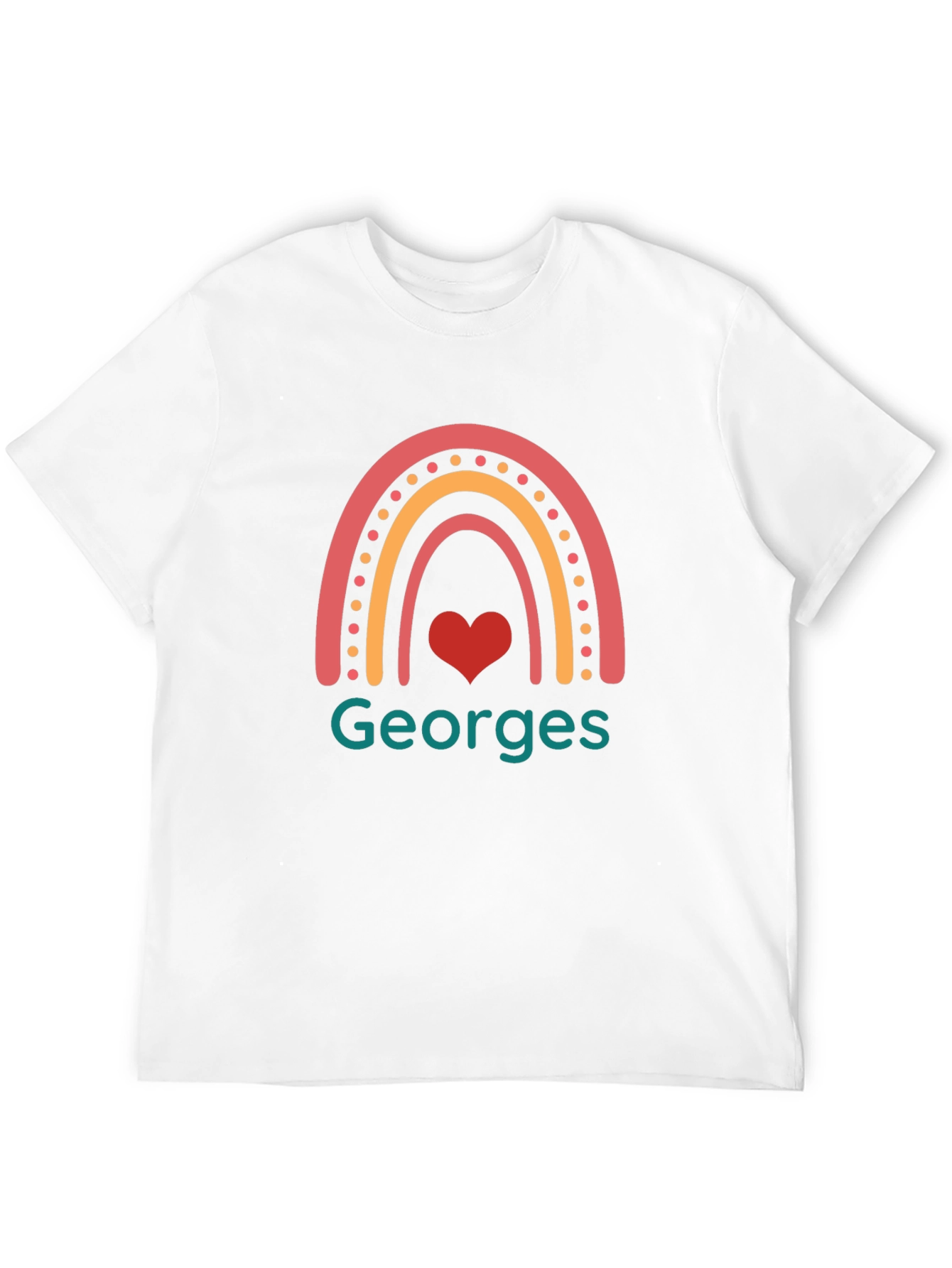 Black Personalized Georges Rainbow Heart T-Shirt view 12