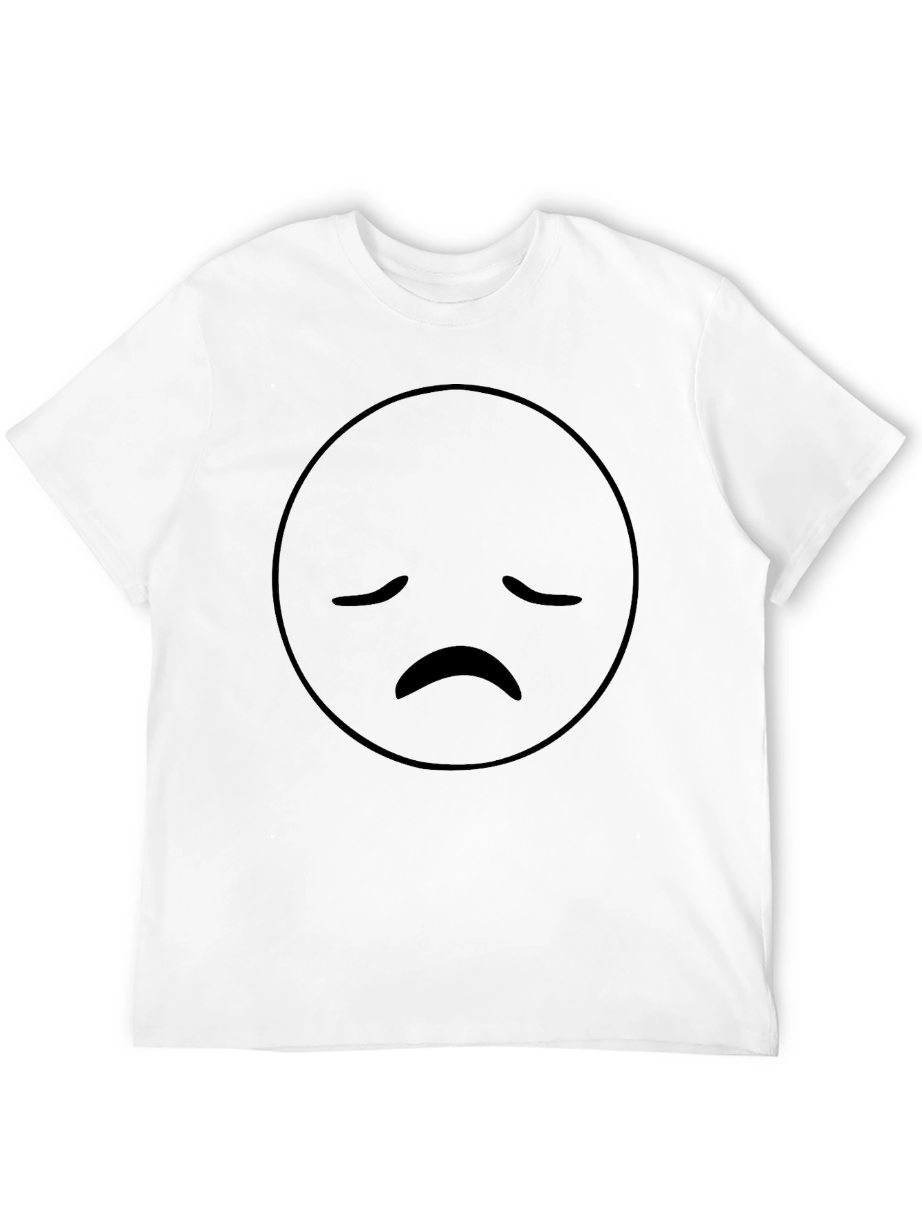 Black Sad Face Emoji Graphic T-Shirt - Men's Black Crew Neck Tee view 12
