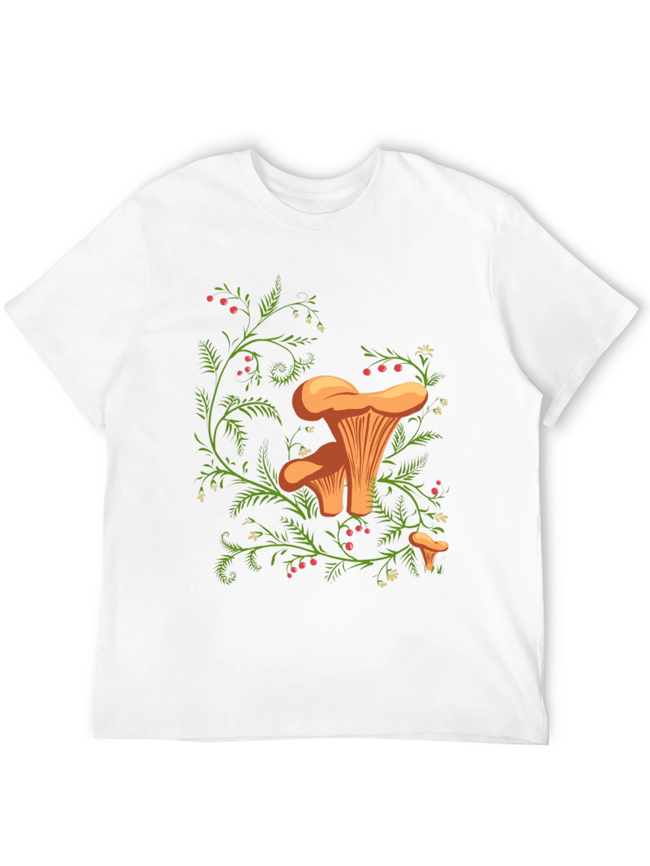 Black Chanterelle Mushroom Print Black T-Shirt view 12